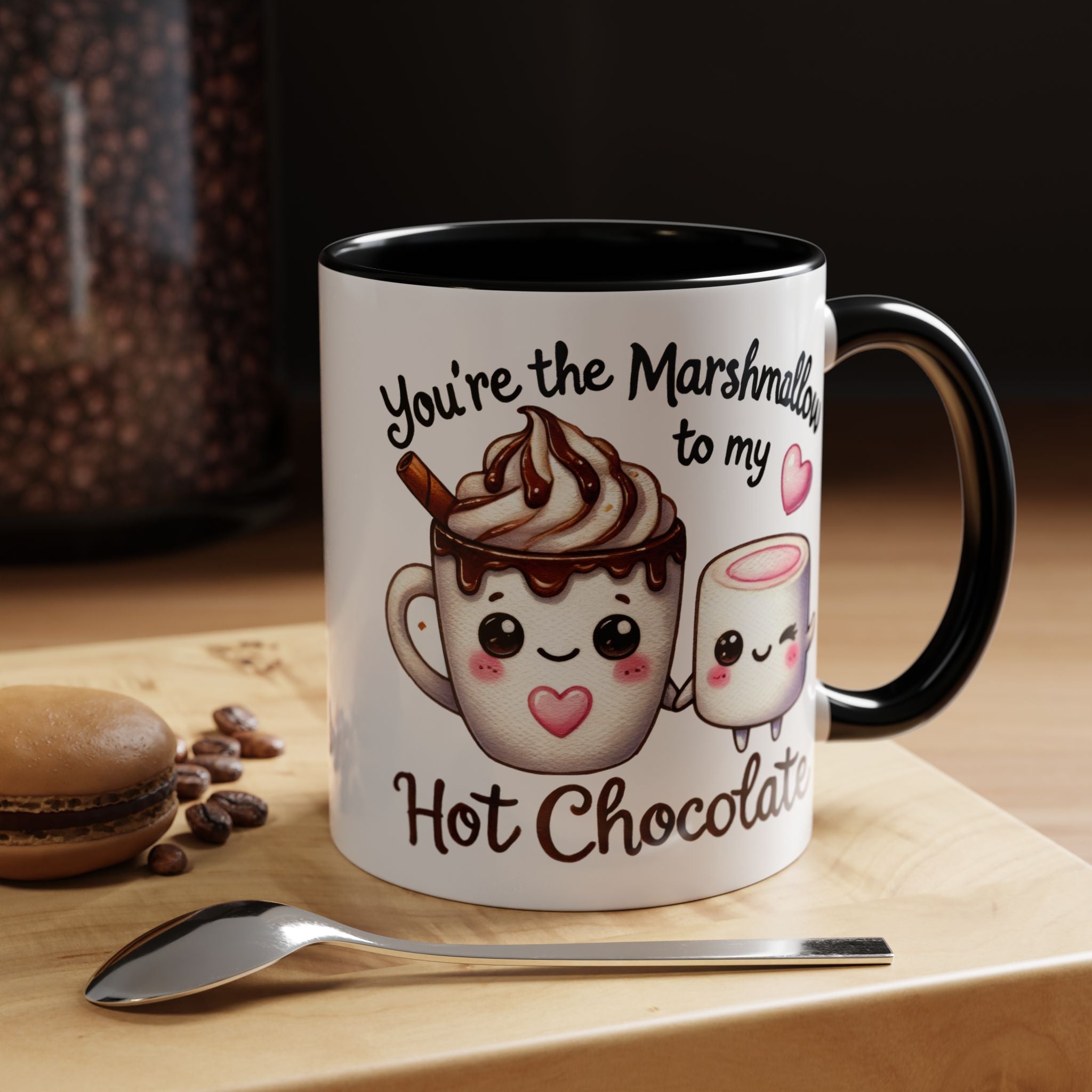 You Are The Marshmallow To My Chocolate Personalized Romantic Coffee Mug, Accent Cup, Anniversary Wedding Valentines Gift For Spouse, BF, GF