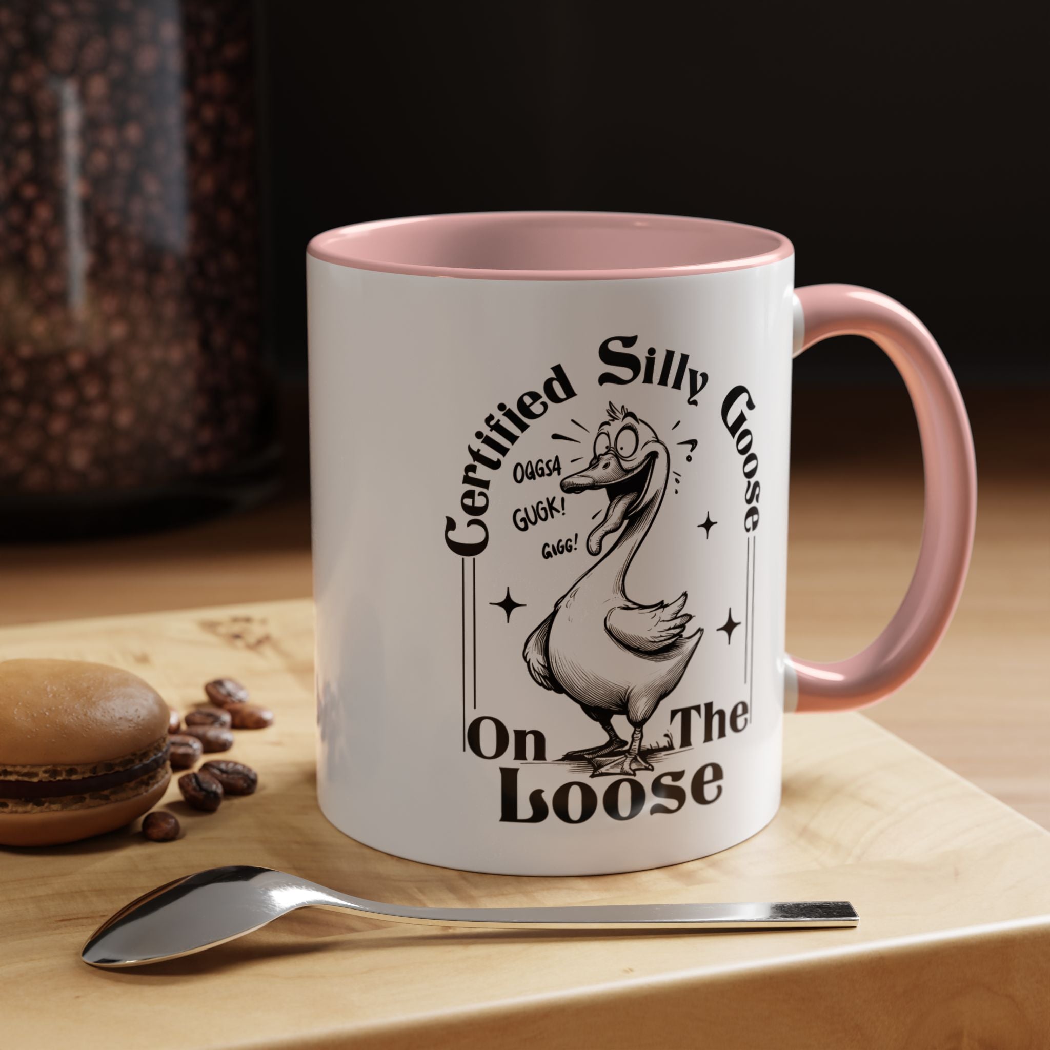 Funny Coffee Mug, Personalized Mug, Certified Silly Goose On The Loose,  Accent Cup (11, 15oz), Gift Under 20, White Elephant