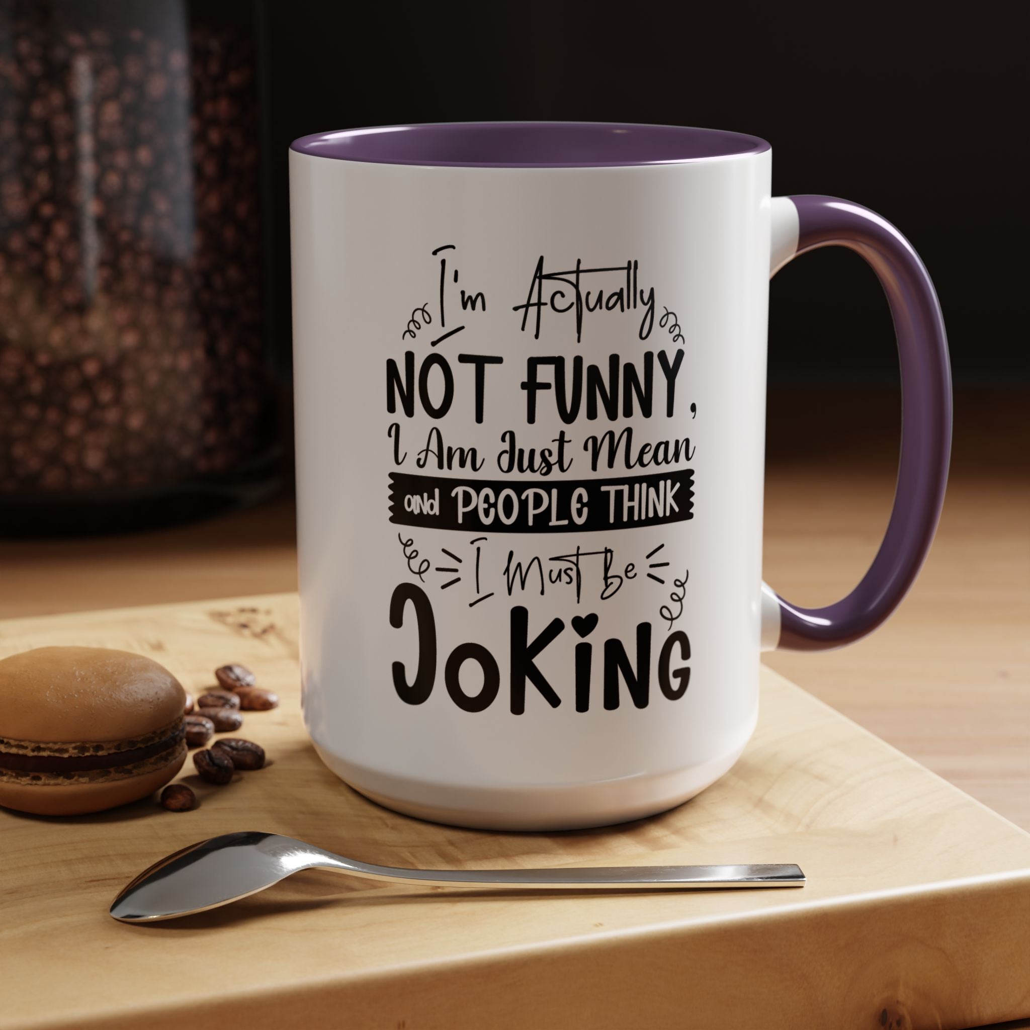 Funny Coffee Mug, Personalized Mug, I'm actually not funny Accent Cup (11, 15oz), Gift Under 20, White Elephant gift, Sarcastic Cup