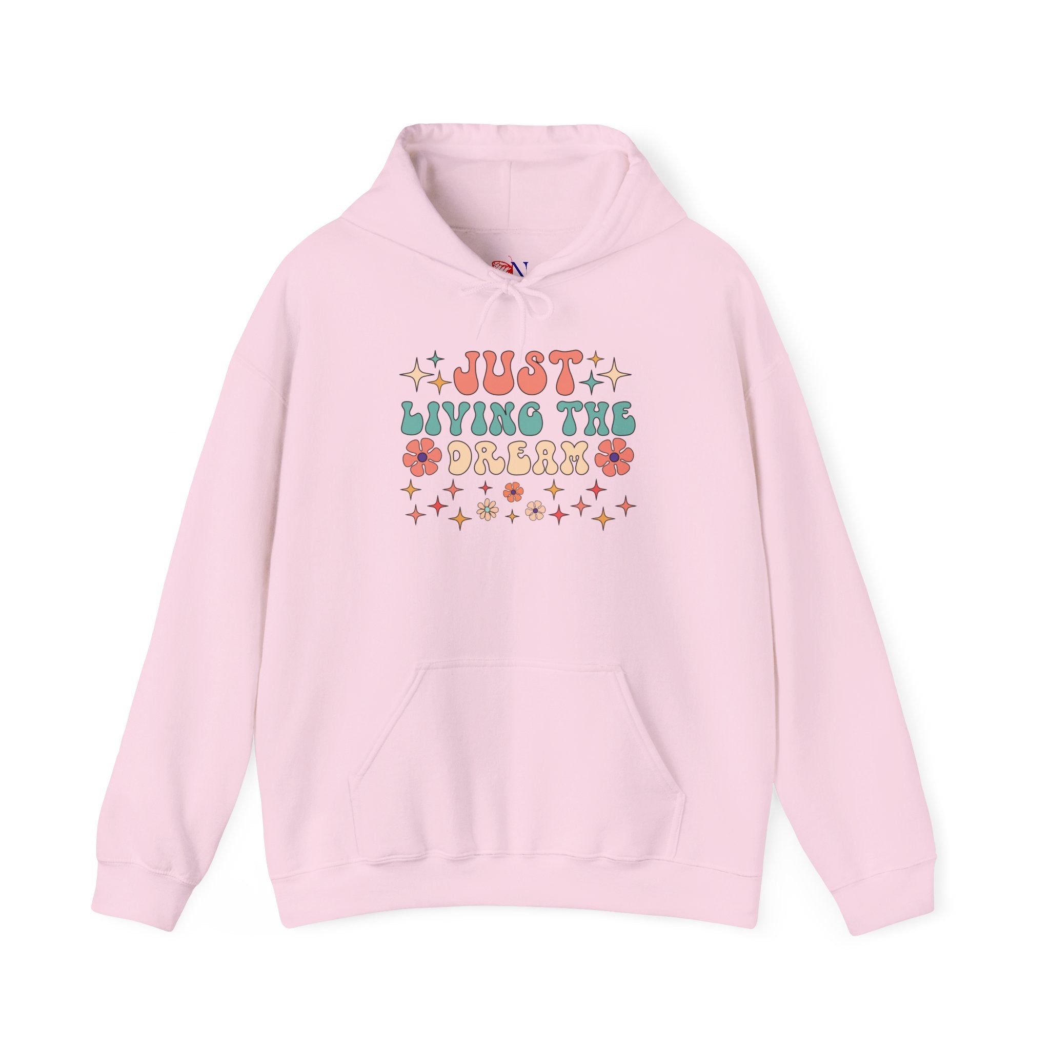 Just Living the Dream Hoodie — Retro Floral Boho Sweatshirt