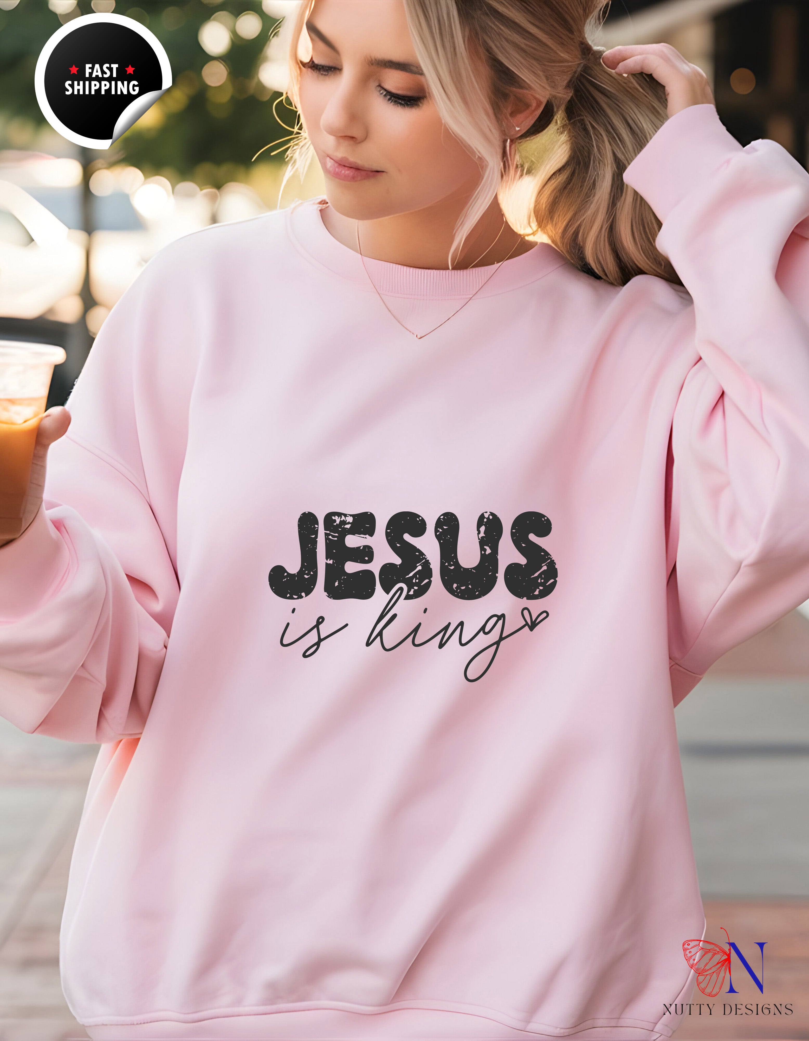 Christian Jesus Is King Crewneck Sweatshirt, Religious Christian Faith Jumper, Unisex Sweatshirts, Christian Apparel, Religious Top, King of