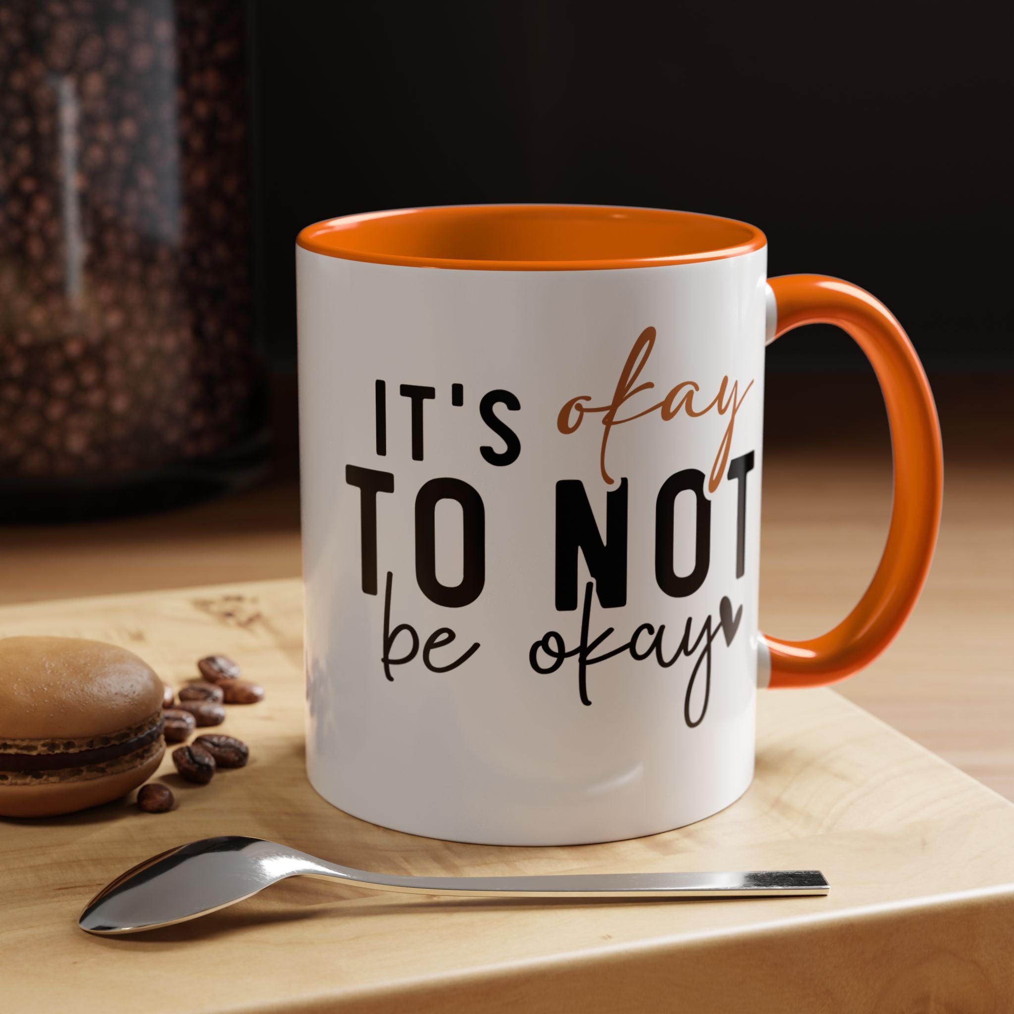 Funny Coffee Mug, Personalized Mug, It's Okay To Not Be Okay Accent Cup (11, 15oz), Gift Under 20, White Elephant gift