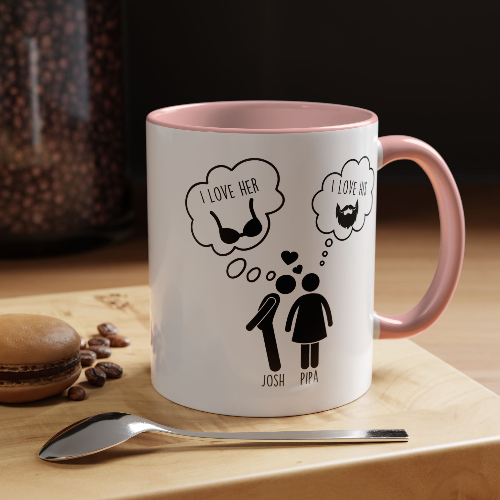 Love His Beard Love Her Boobs Personalized Romantic Dirty Valentine Gift Mug,  Accent Cup 11/15oz, Anniversary  Custom Couple V-Day Gift