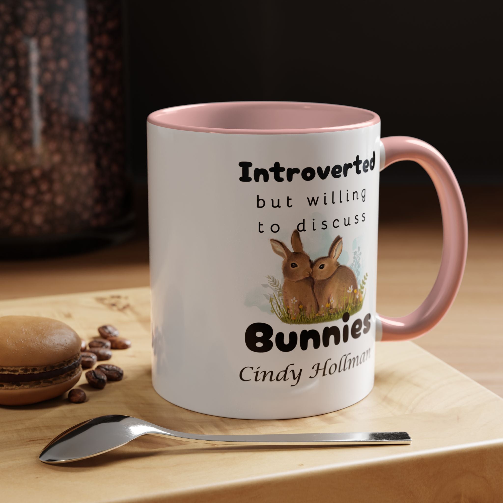 Funny Coffee Mug, Introverted But Willing To Discuss Bunnies Personalized Accent Coffee Mug (11 and 15oz)