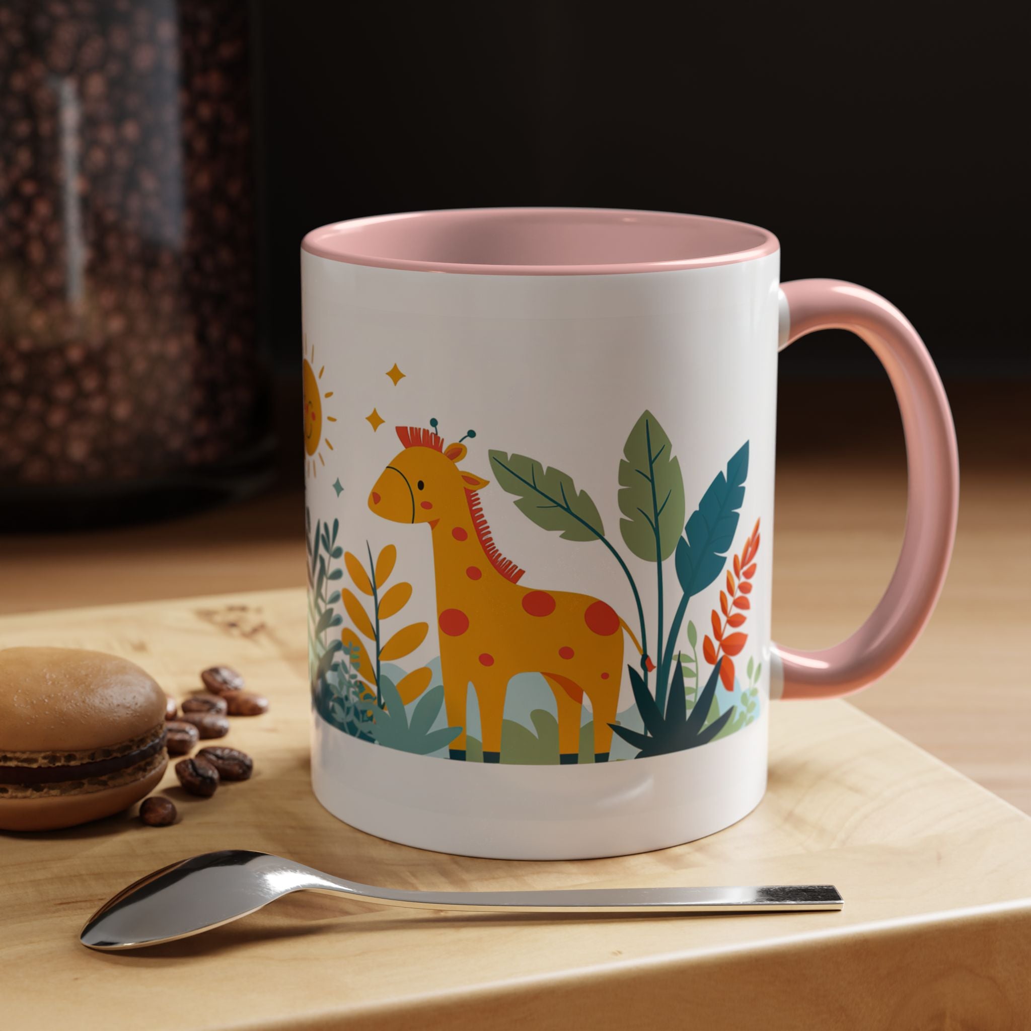 Kids Accent Coffee Mug Sizes 11oz and 15oz, Theme My Jungle Friends