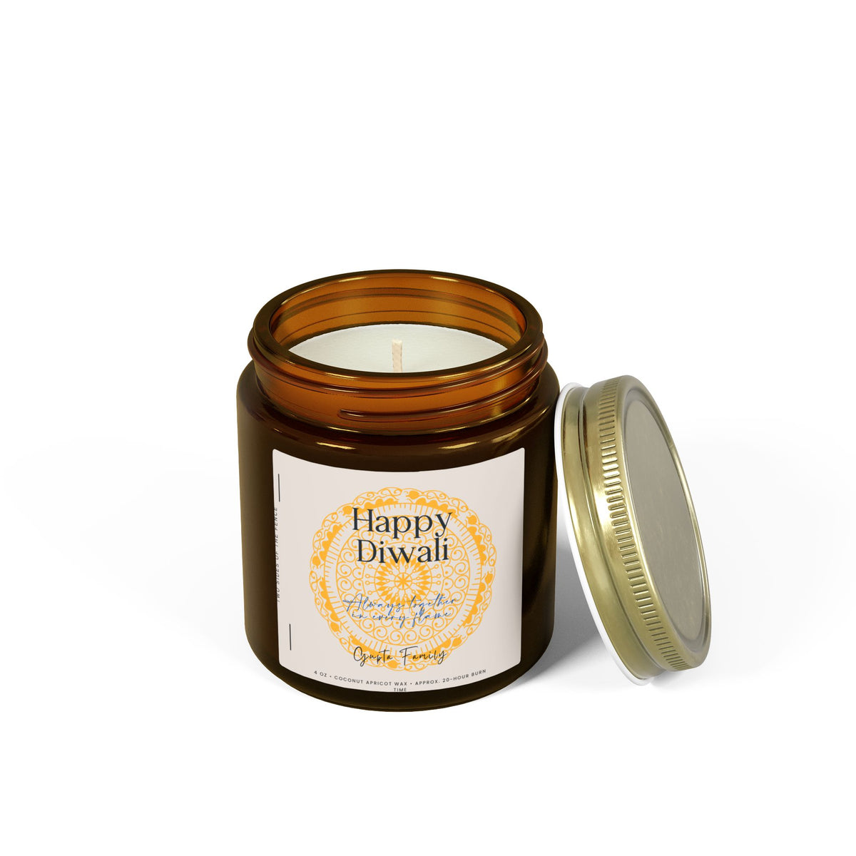 Personalized Diwali Candle – Always Together in Every Flame, Custom Family Name, 4 oz or 9 oz