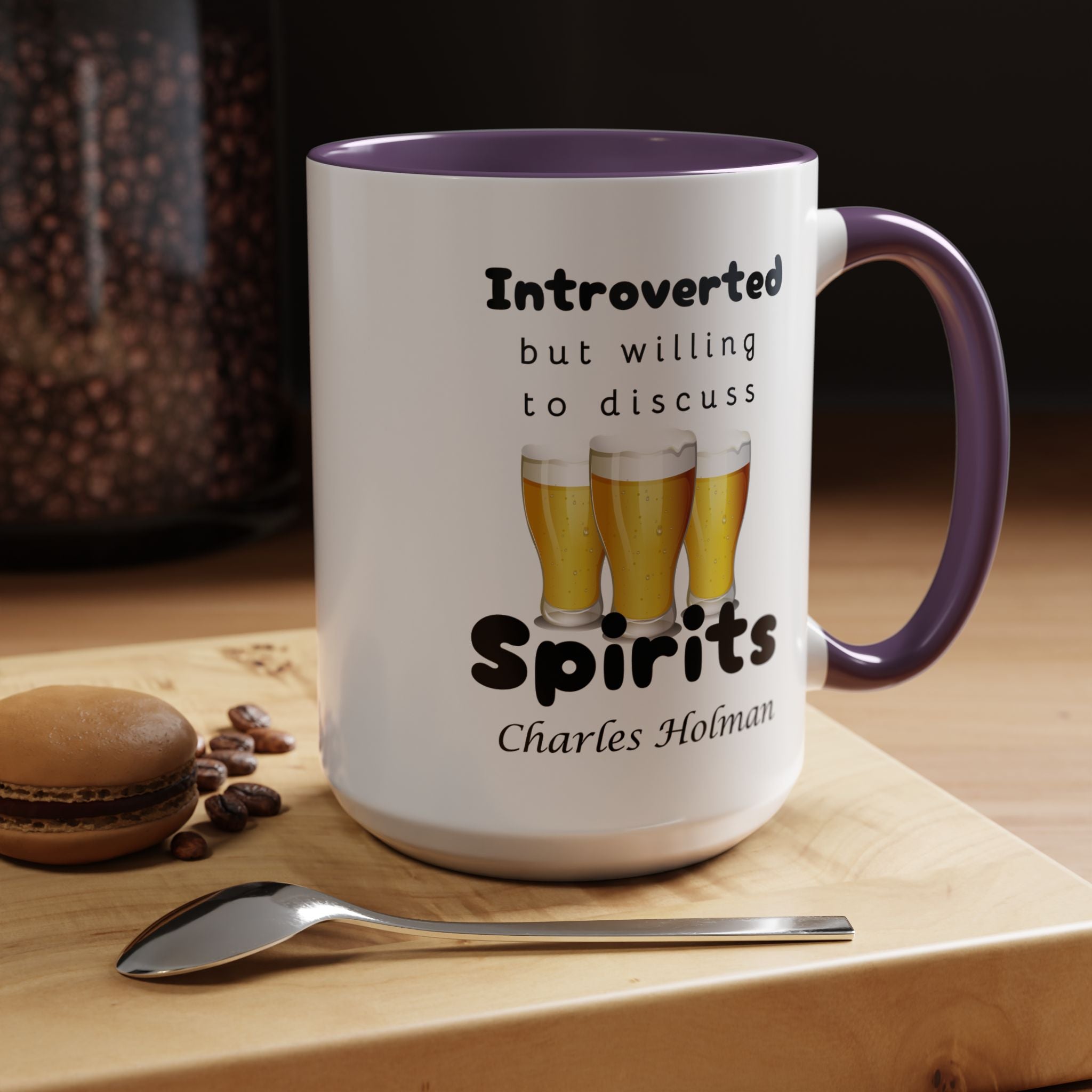 Funny Coffee Mug, Introverted But Willing To Discuss Spirits Personalized Accent Coffee Mug (11 and 15oz)
