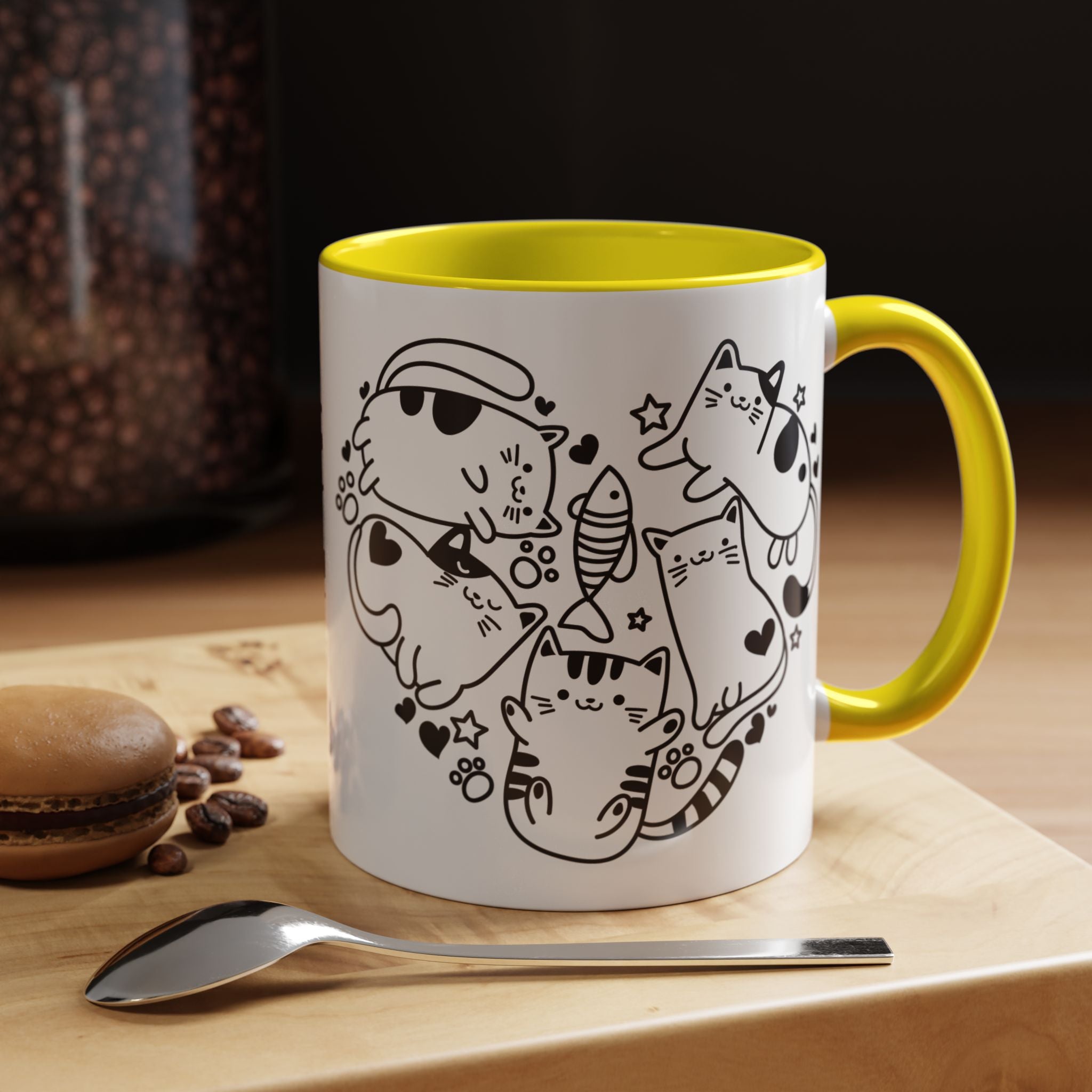 Funny Coffee Mug, Personalized Mug, Heart Full Of Cats Accent Coffee Cup (11, 15oz), Gift Under 20, White Elephant, Cat & pet lover gift