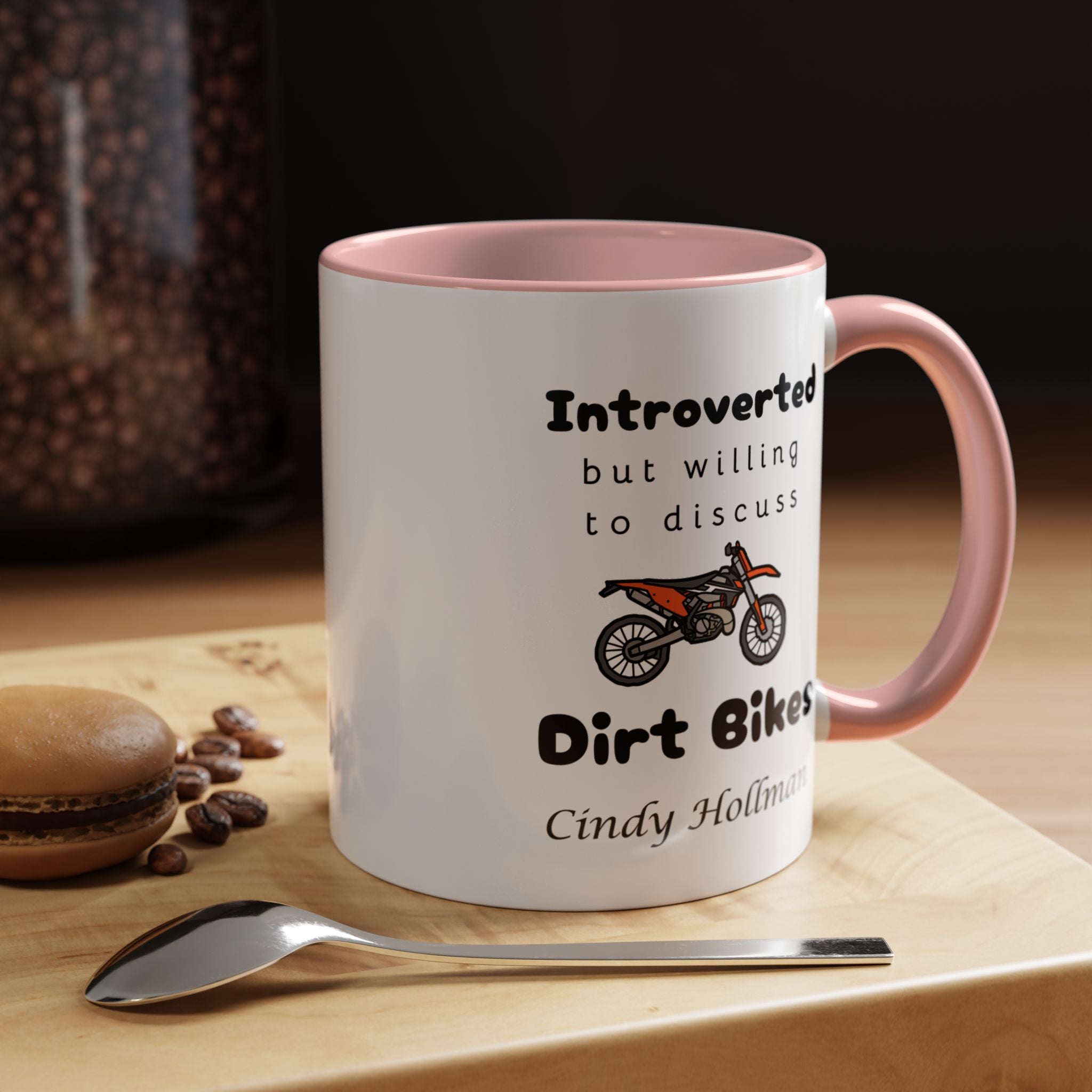 Introverted But Willing To Discuss Dirt Bikes Personalized Accent Coffee Mug (11 and 15oz)