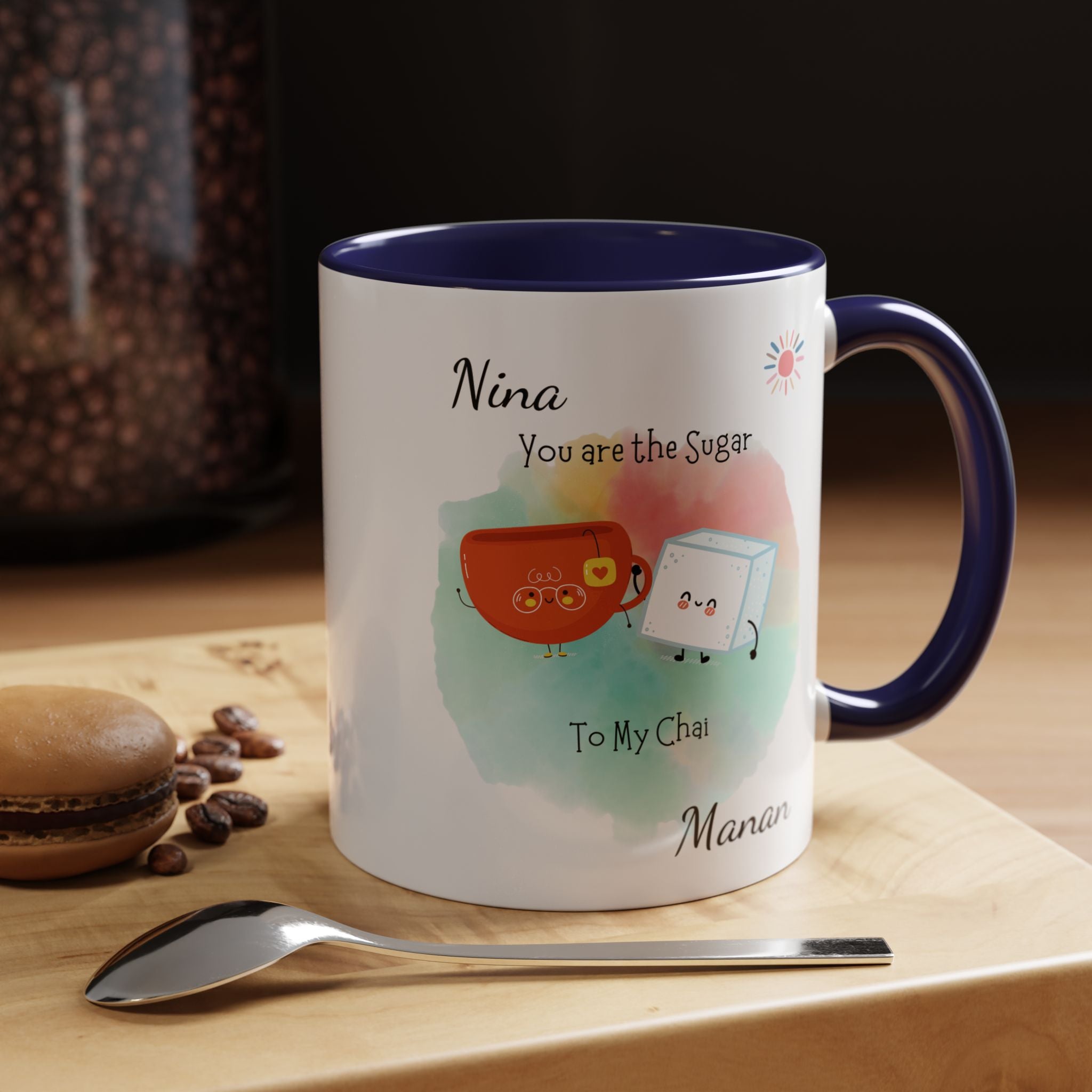 You Are The Sugar To My Chai Personalized Romantic Mug Accent Cup 11/15oz, Anniversary Wedding Valentines Custom Gift Him her Spouse BF GF