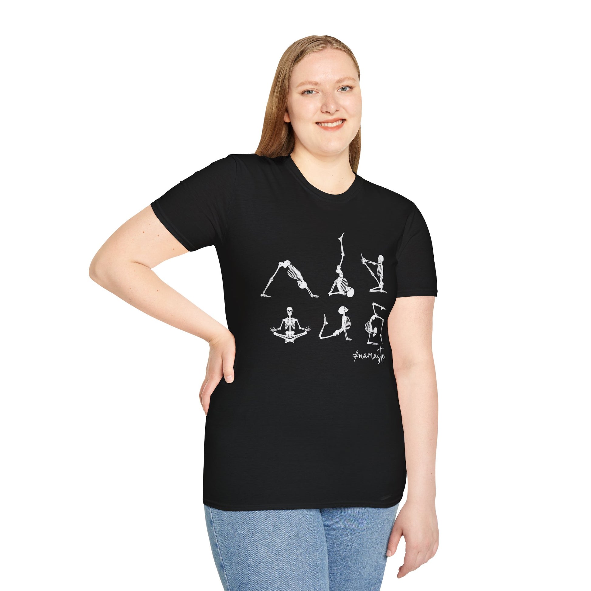 Namaste , Skeleton Doing Yoga T-Shirt Lifestyle Mockup | Nutty Designs
