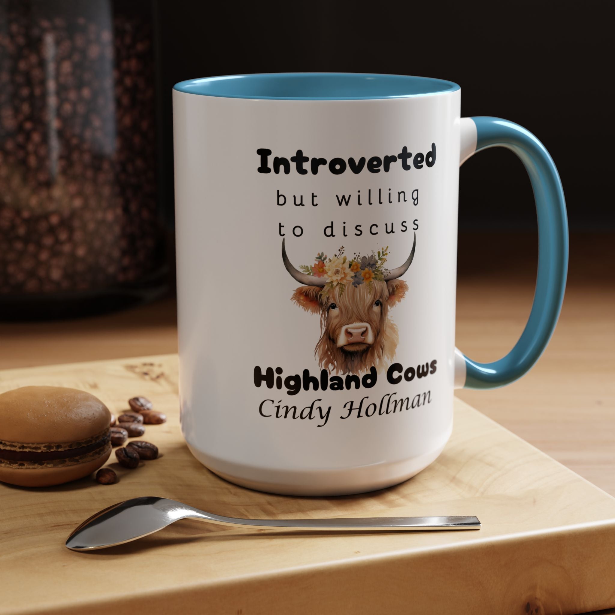 Funny Introverted Highland Cow Accent Coffee Mug (11, 15oz)
