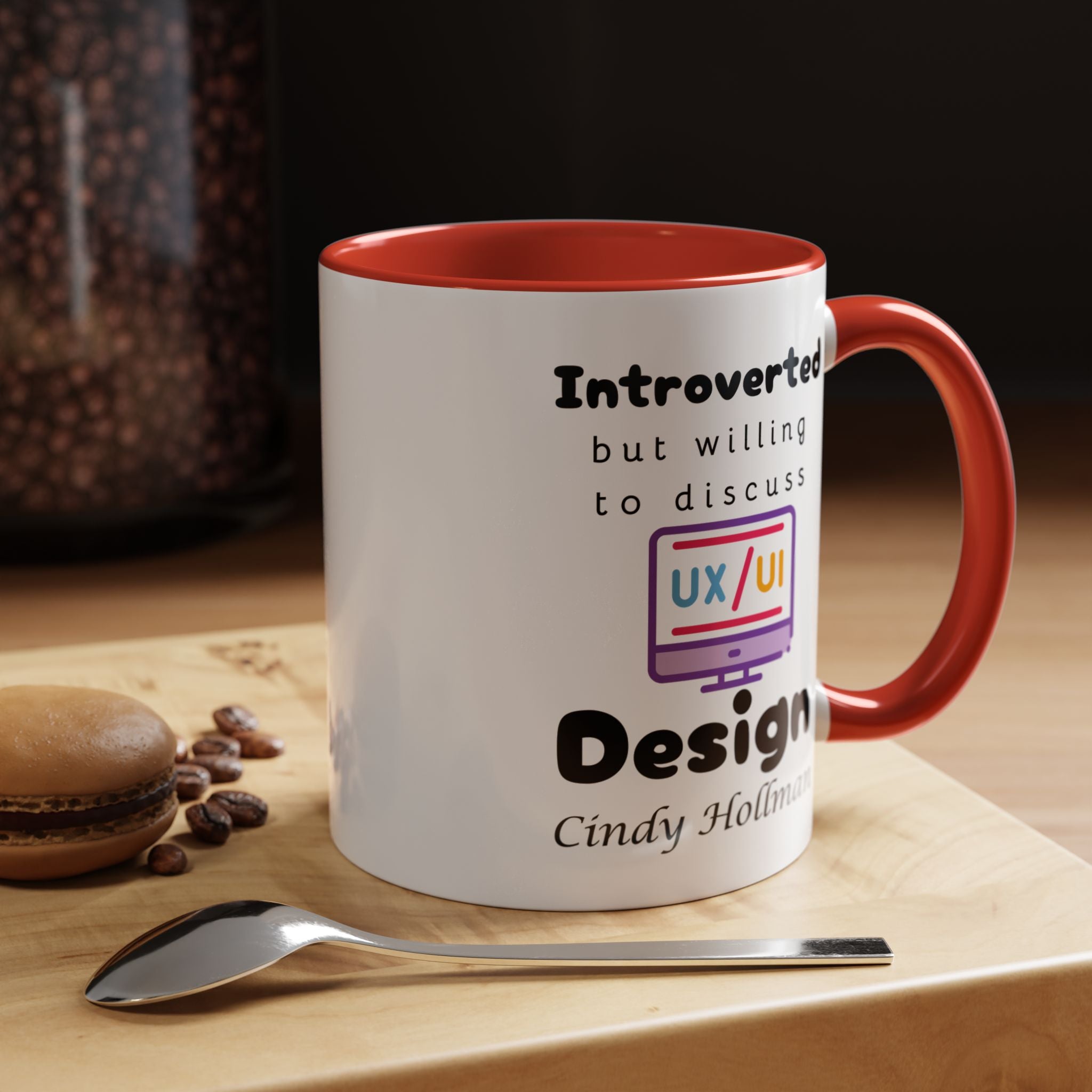 Introverted But Willing To Discuss Design Personalized Accent Coffee Mug (11 and 15oz) For UI UX Graphic Designers, IT Geeks, Nerds