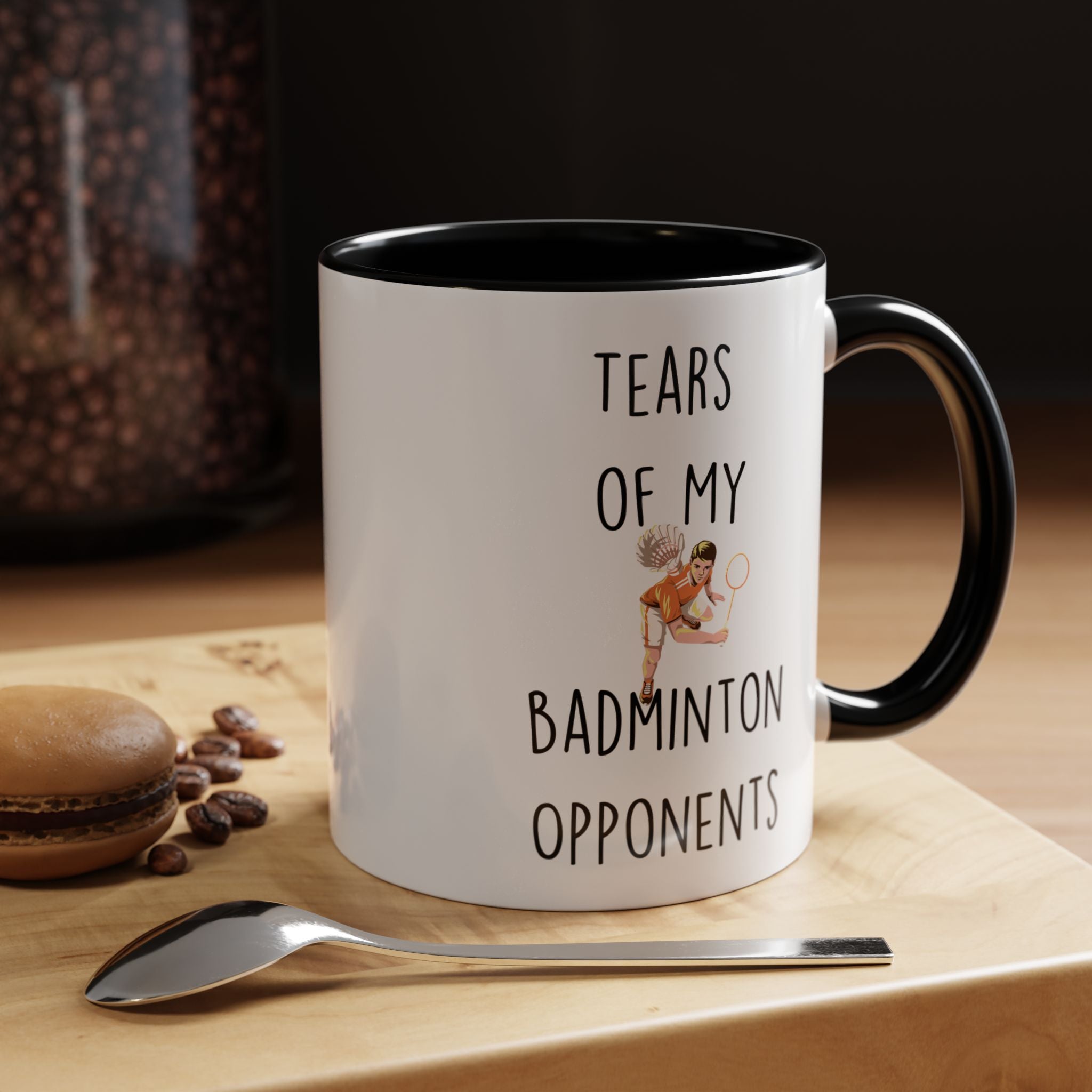 Funny Coffee Mug, Personalized Mug, Tears Of My Badminton Opponents, Accent Cup (11, 15oz), Sarcastic Mug,  Tea Coffee Cup, gift under 20