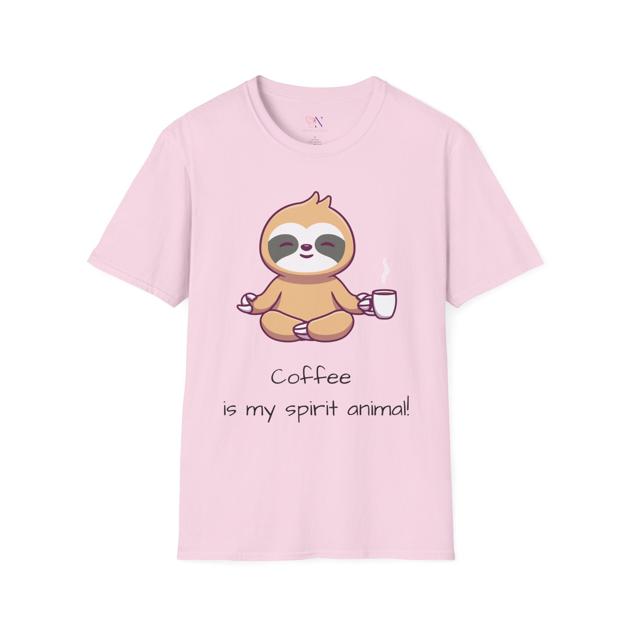 Coffee Is My Spirit Animal Funny T-Shirt – Cute Sloth Coffee Lover Tee