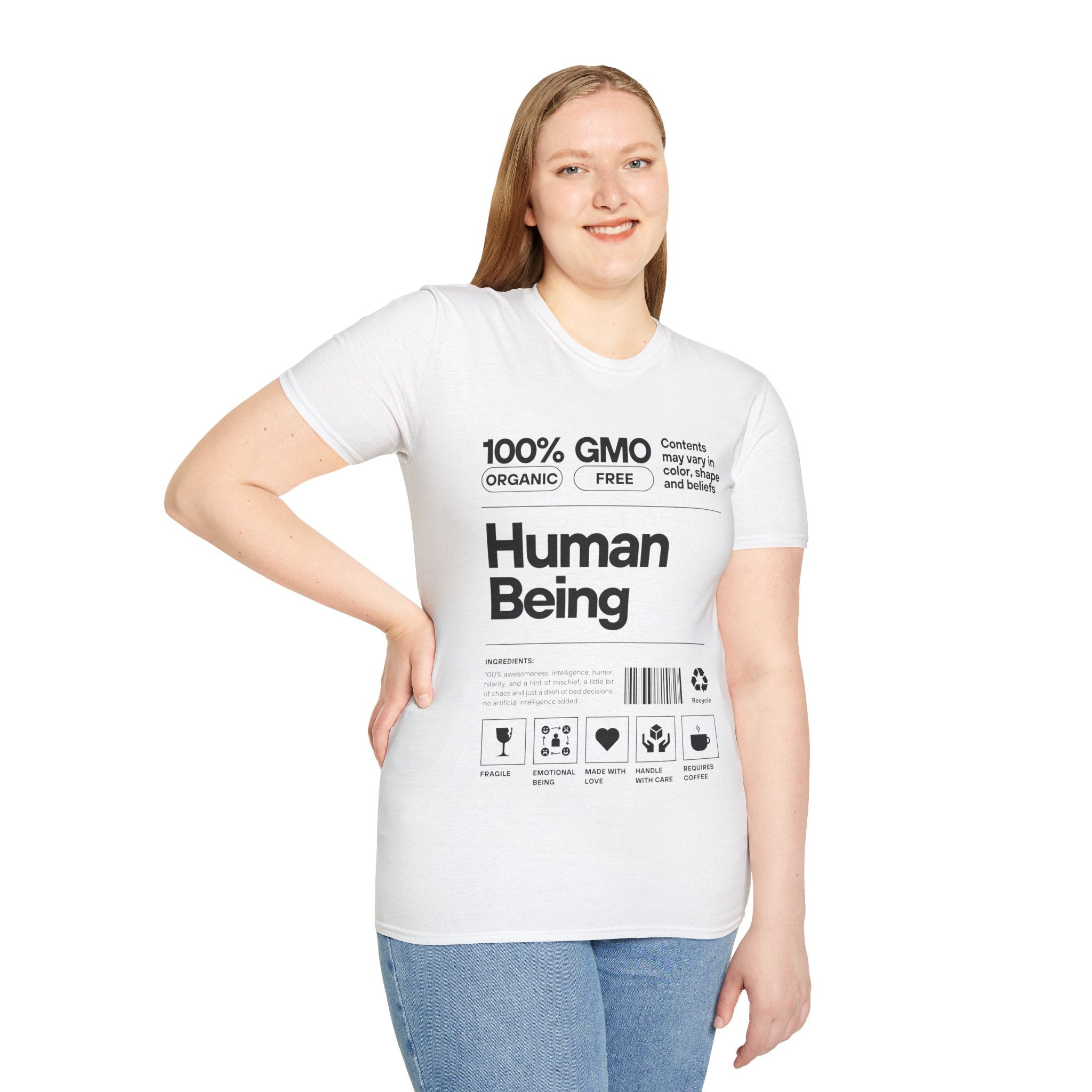 Human Being Facts Unisex Softstyle T-Shirt, Funny Graphic Tee, Gift for Science Lovers, Casual Top, Novelty Shirt, Cool Tee for Men and