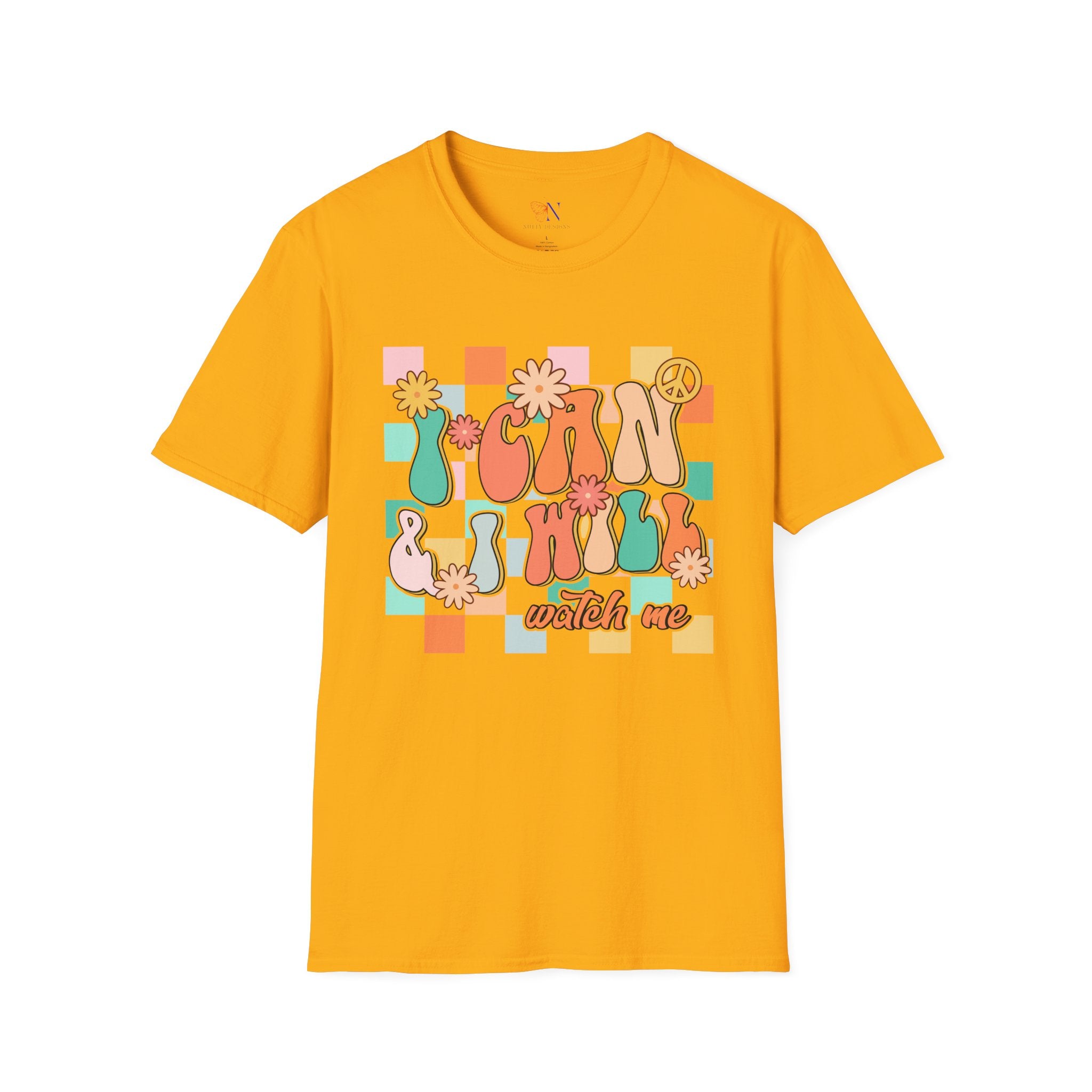 Retro Motivational Graphic Tee, Inspirational Shirt, Positive Quote Top, Empowering T-Shirt, I Can & I Will Watch Me, Workout tshirt