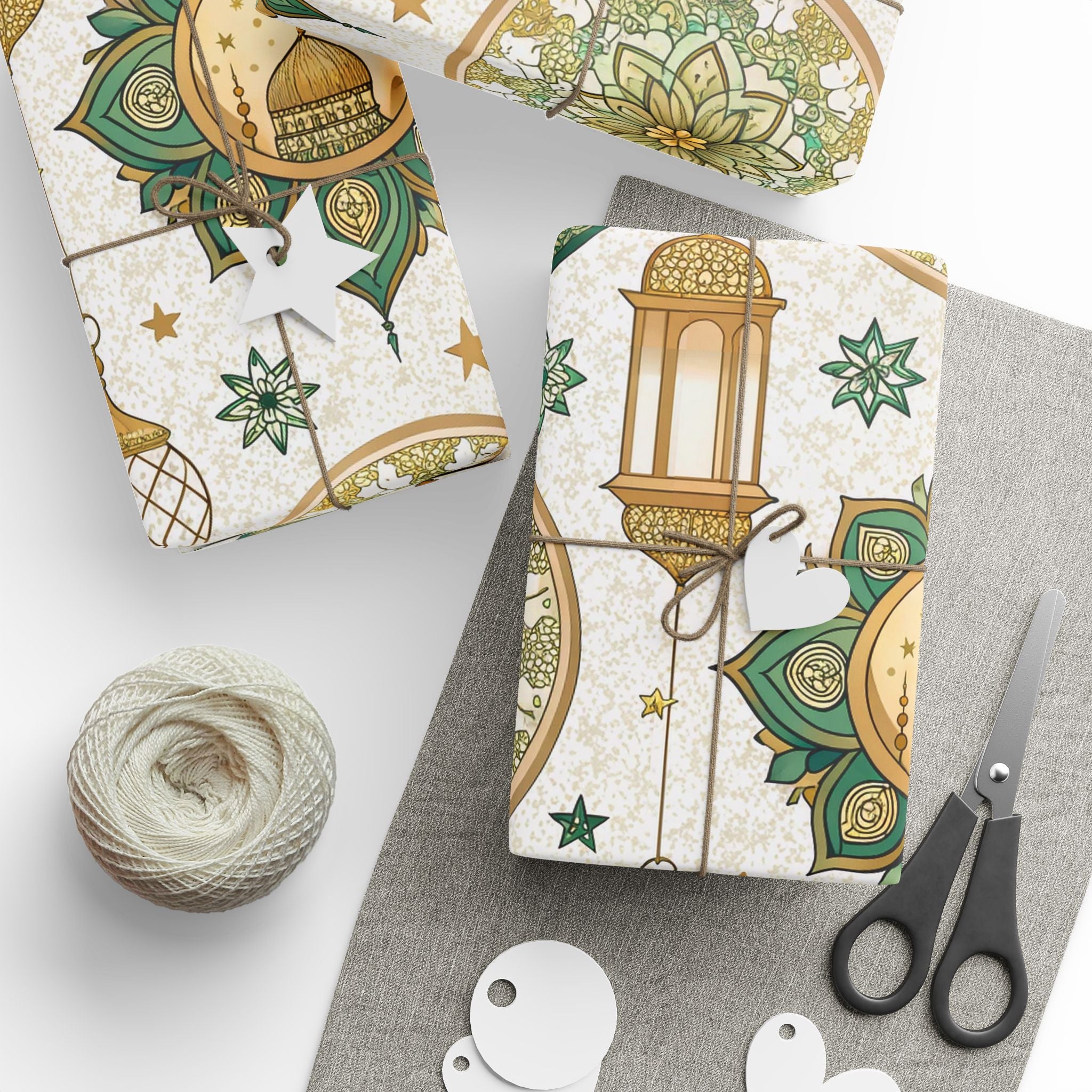 Ramadan Wrapping Paper - Islamic Gift Wrap With Mosque, Moon and Stars Design