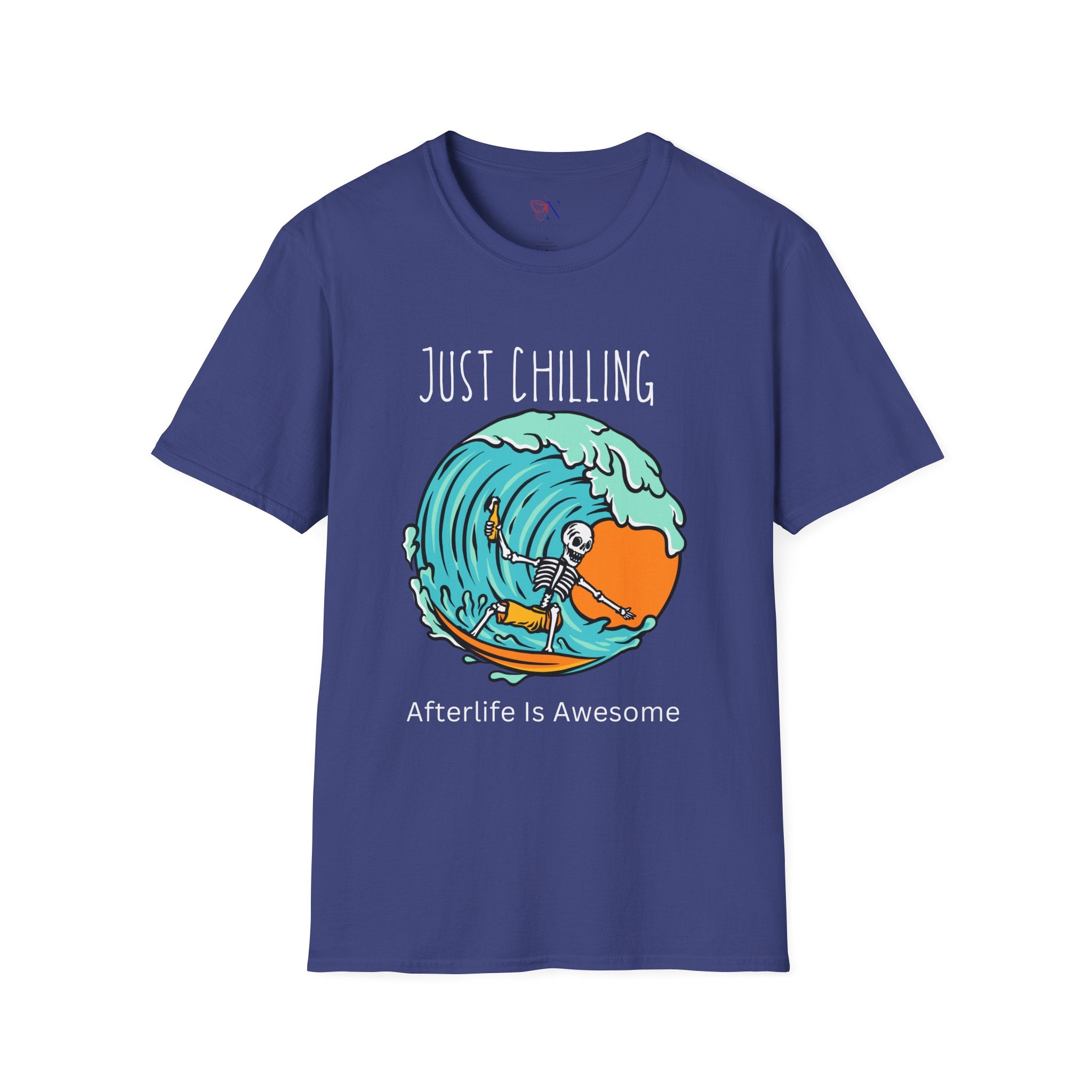 Just Chilling Afterlife Unisex Softstyle T-Shirt, Comfortable Tee, Funny Graphic Shirt, Relaxation Top, Casual Wear