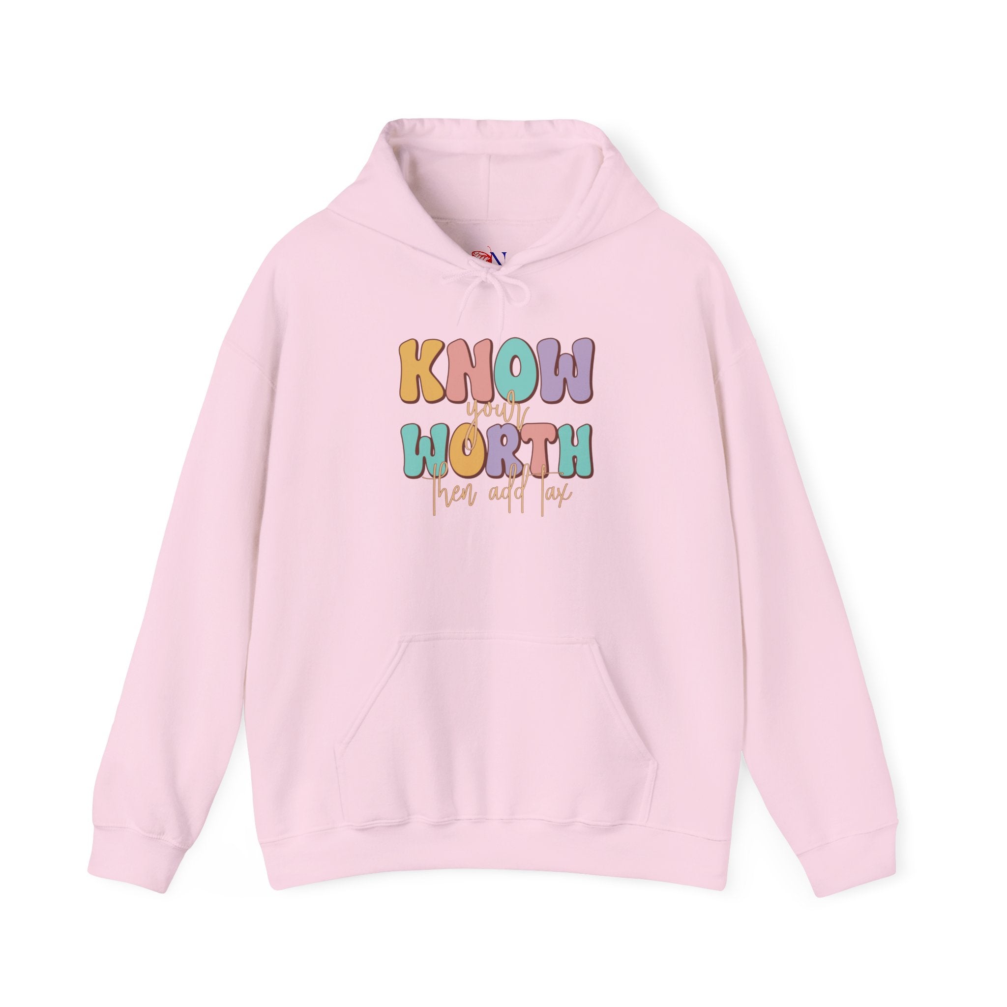 Know Your Worth Hoodie — Pastel Empowerment Graphic Sweatshirt