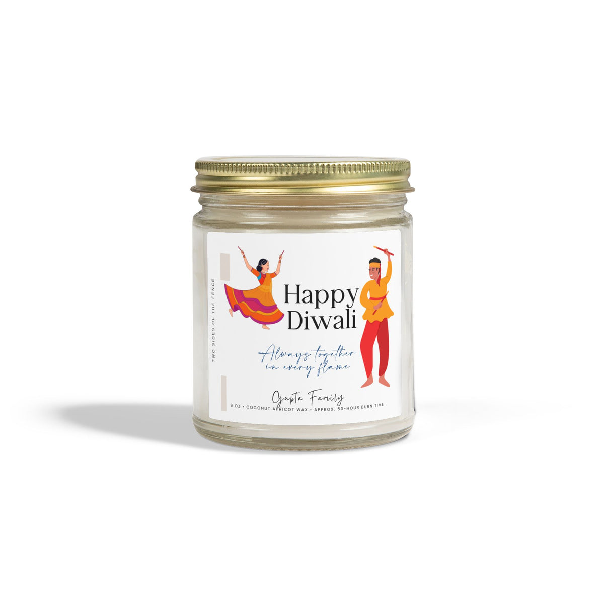 Personalized Diwali Candle – Dancing Couple II Gift, 4 oz or 9 oz