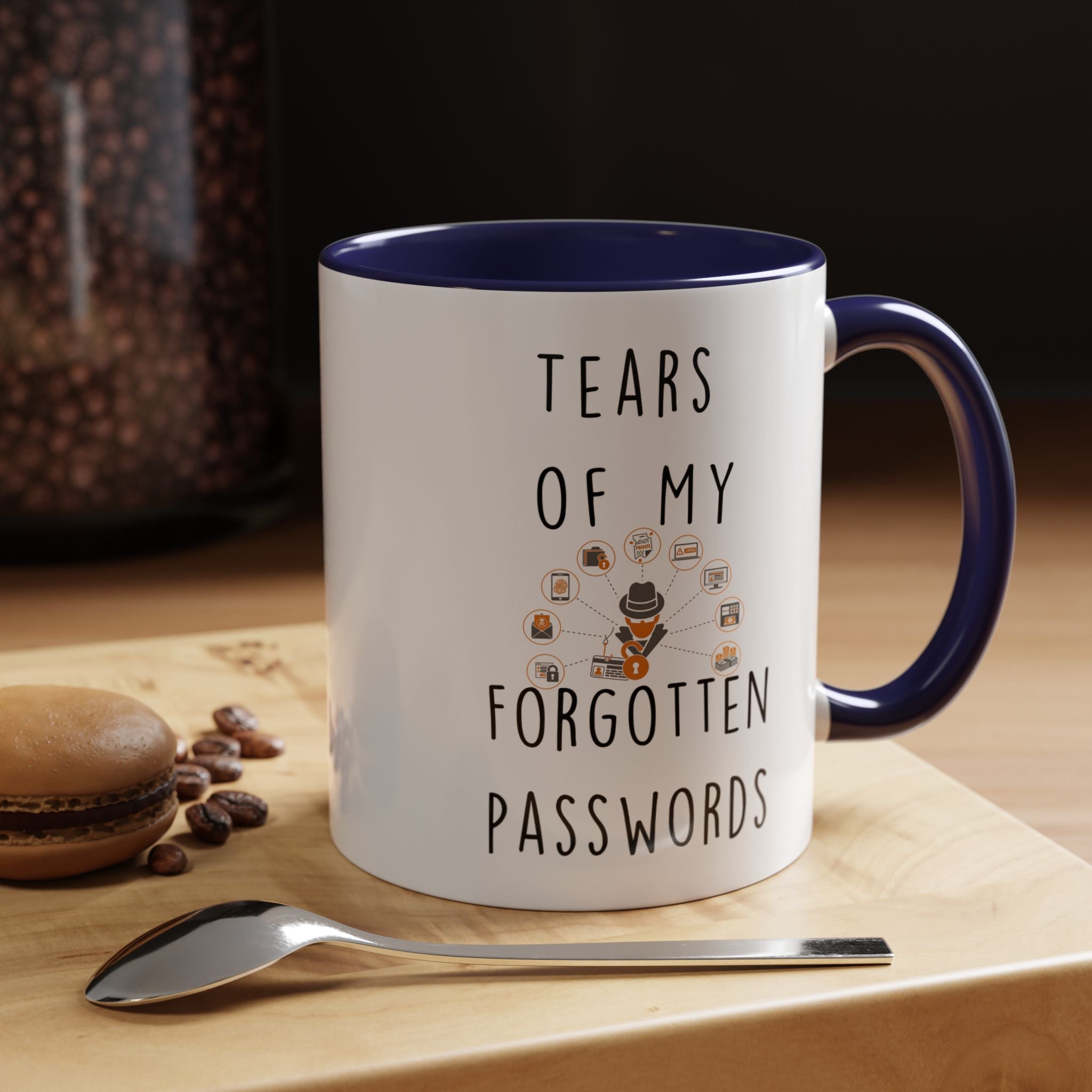 Funny Coffee Mug, Personalized Mug, Tears Of My Forgotten Passwords, Accent Cup (11, 15oz), Sarcastic Mug,  Tea Coffee Cup, Gift Under 20