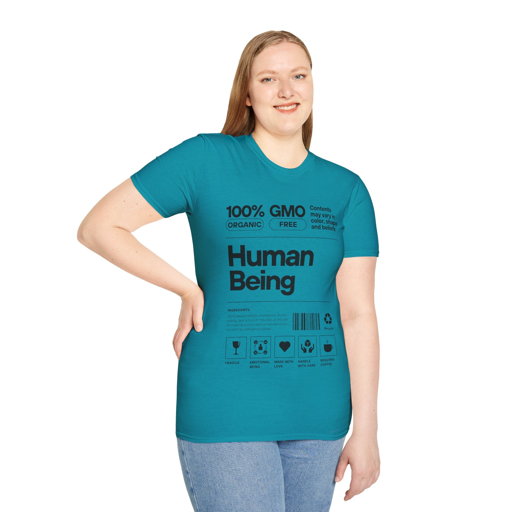 Human Being Facts Unisex Softstyle T-Shirt, Funny Graphic Tee, Gift for Science Lovers, Casual Top, Novelty Shirt, Cool Tee for Men and