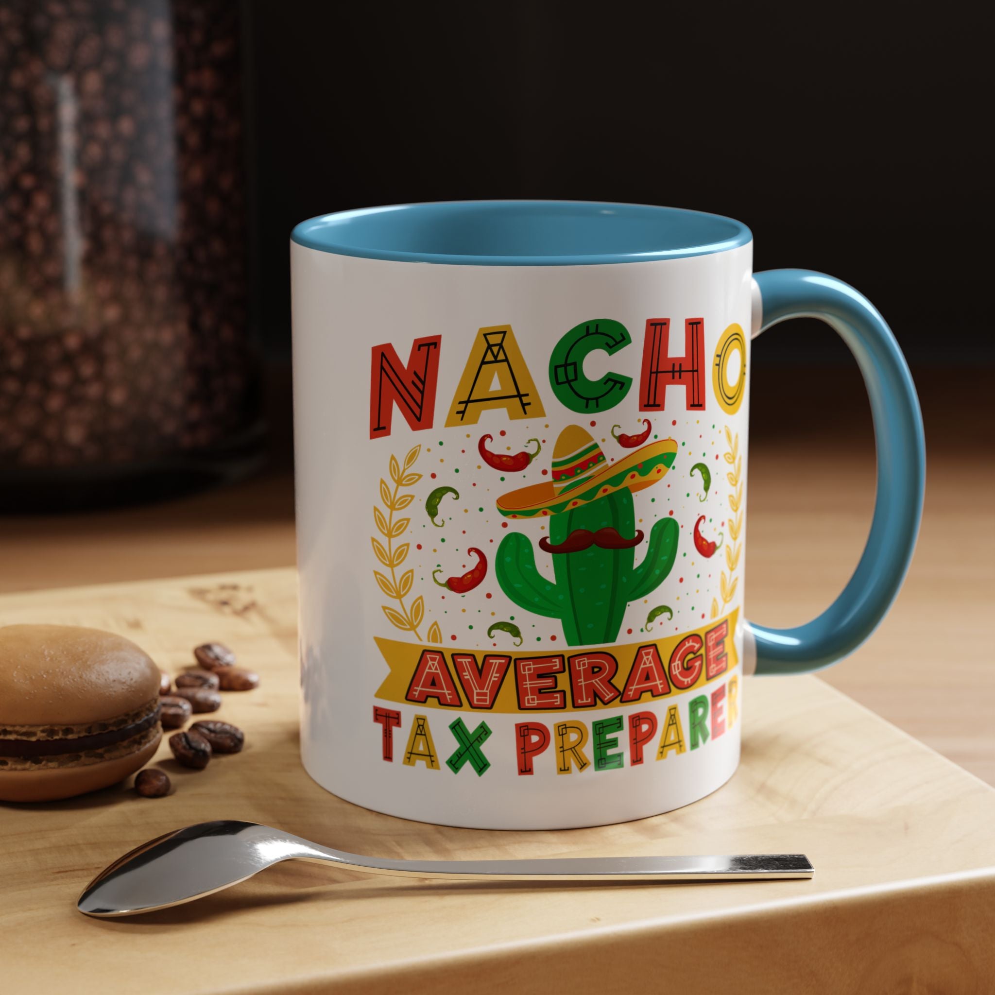 Funny Coffee Mug, Personalized Mug, Nacho Average Tax Preparer, Biking Lover Accent Cup (11, 15oz), Gift Under 20, White Elephant gift