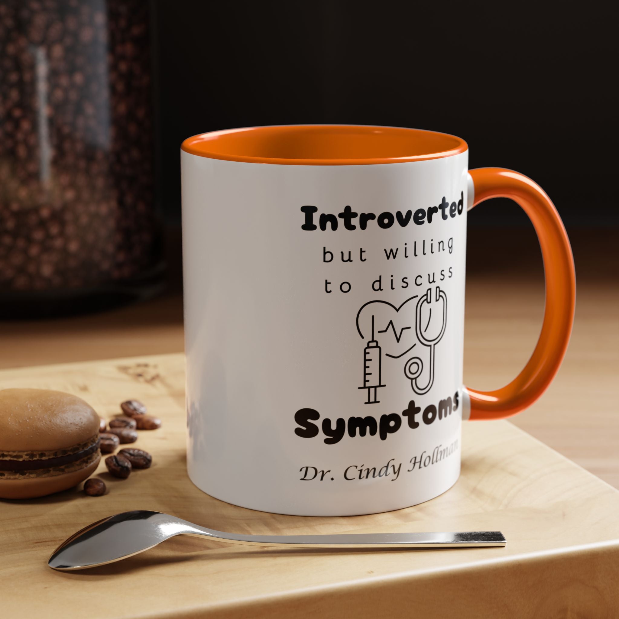 Funny Coffee Mug, Introverted But Willing To Discuss Symptoms Personalized Accent Coffee Mug (11 and 15oz)
