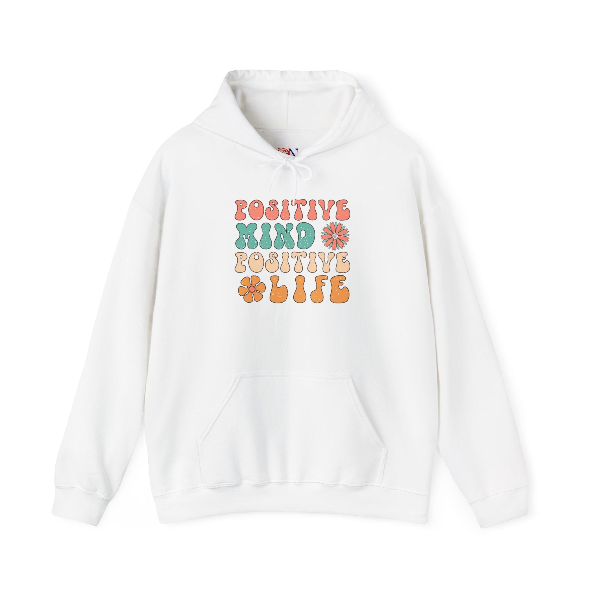 Positive Mind Positive Life Hoodie — Retro Flower Graphic Sweatshirt