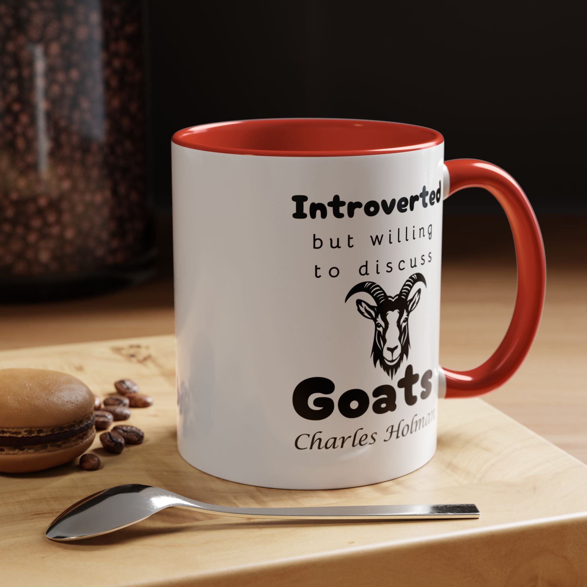 Funny Coffee Mug, Introverted But Willing To Discuss Goats Personalized Accent Coffee Mug (11 and 15oz)