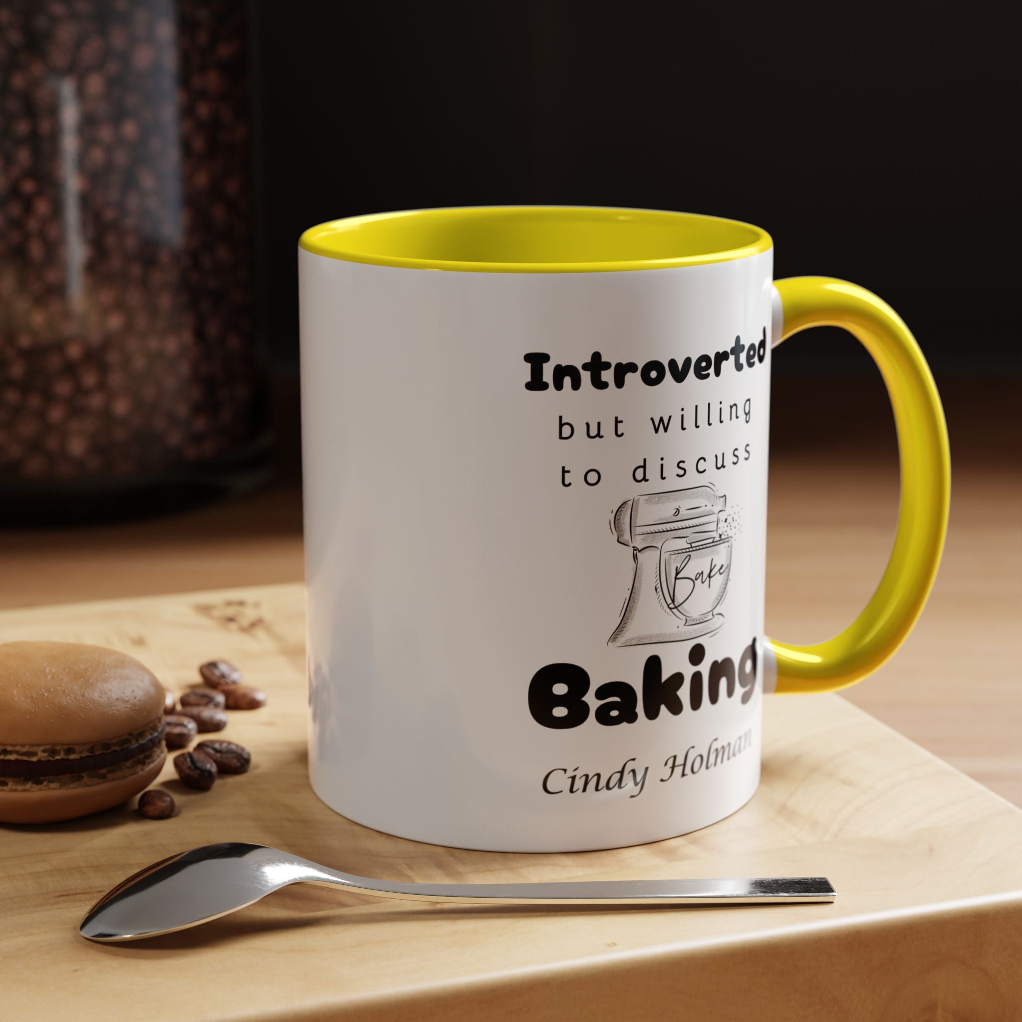 Funny Coffee Mug, Introverted But Willing To Discuss Baking Personalized Accent Coffee Mug (11 and 15oz)