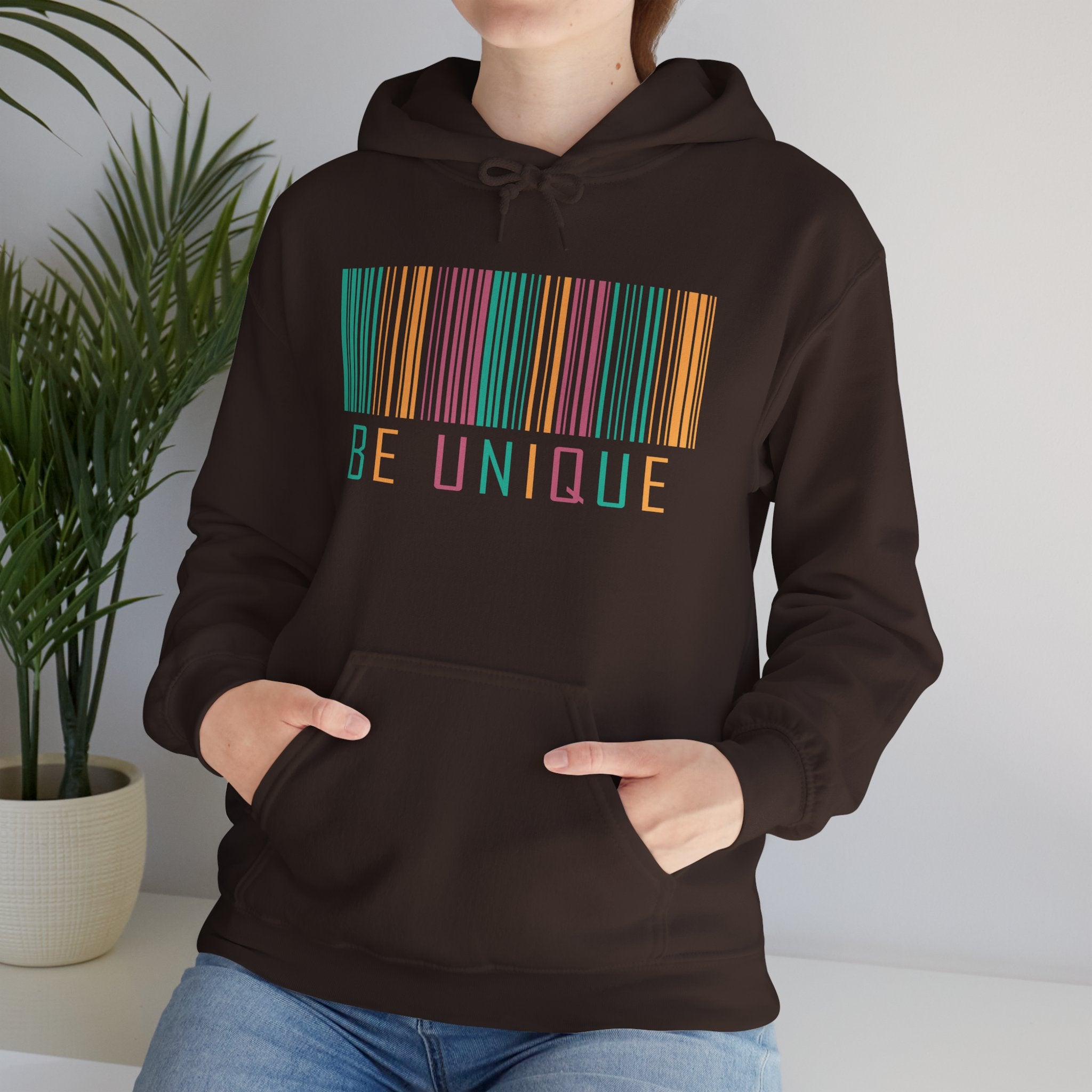 Be Unique Color Barcode Hoodie – Inspirational Pastel Graphic Sweatshirt