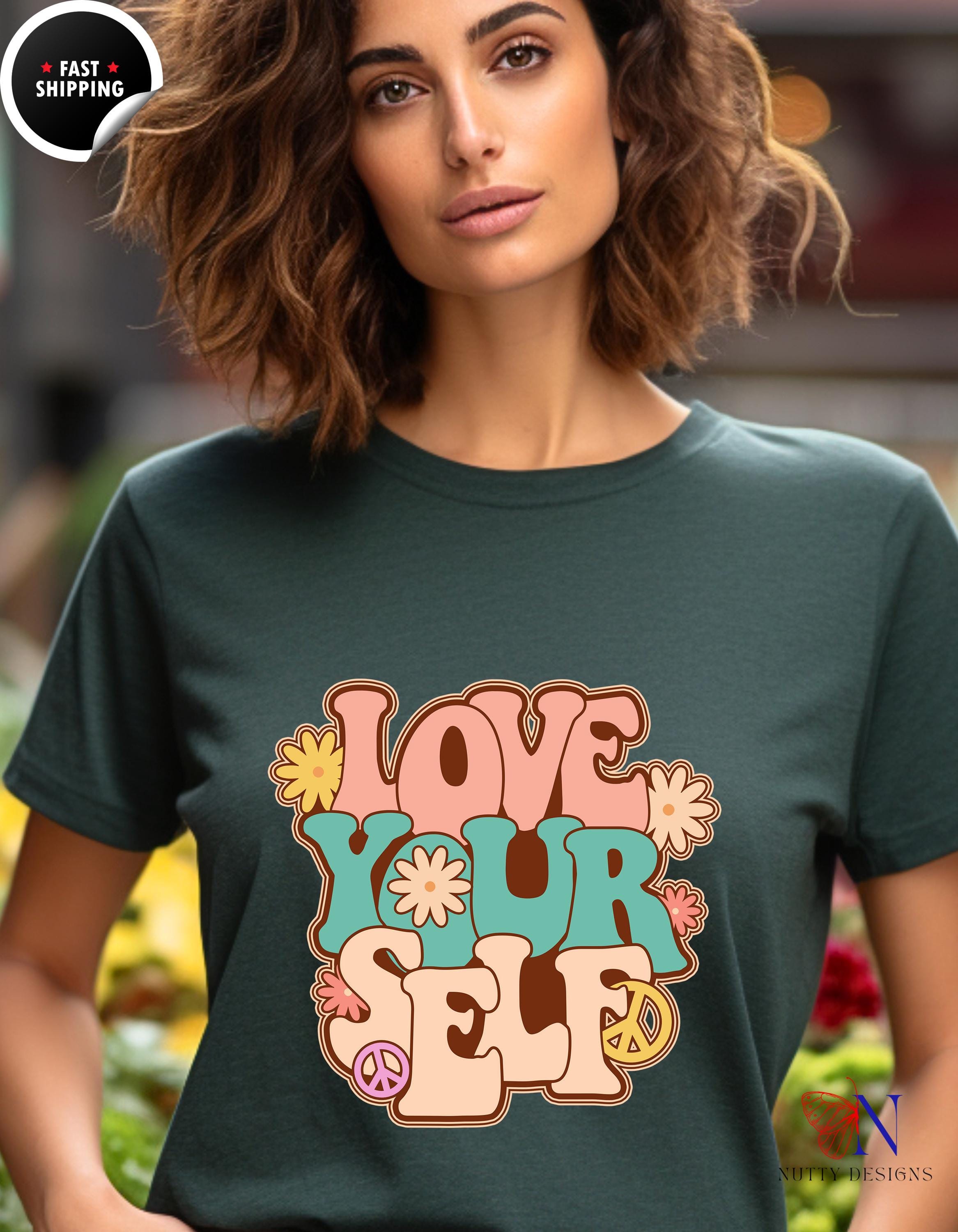 Positive Vibes Tee Retro Love Yourself T-Shirt | Vintage Inspired Tee for Self-Love & Positivity | Cute Graphic Shirt Gift for Her