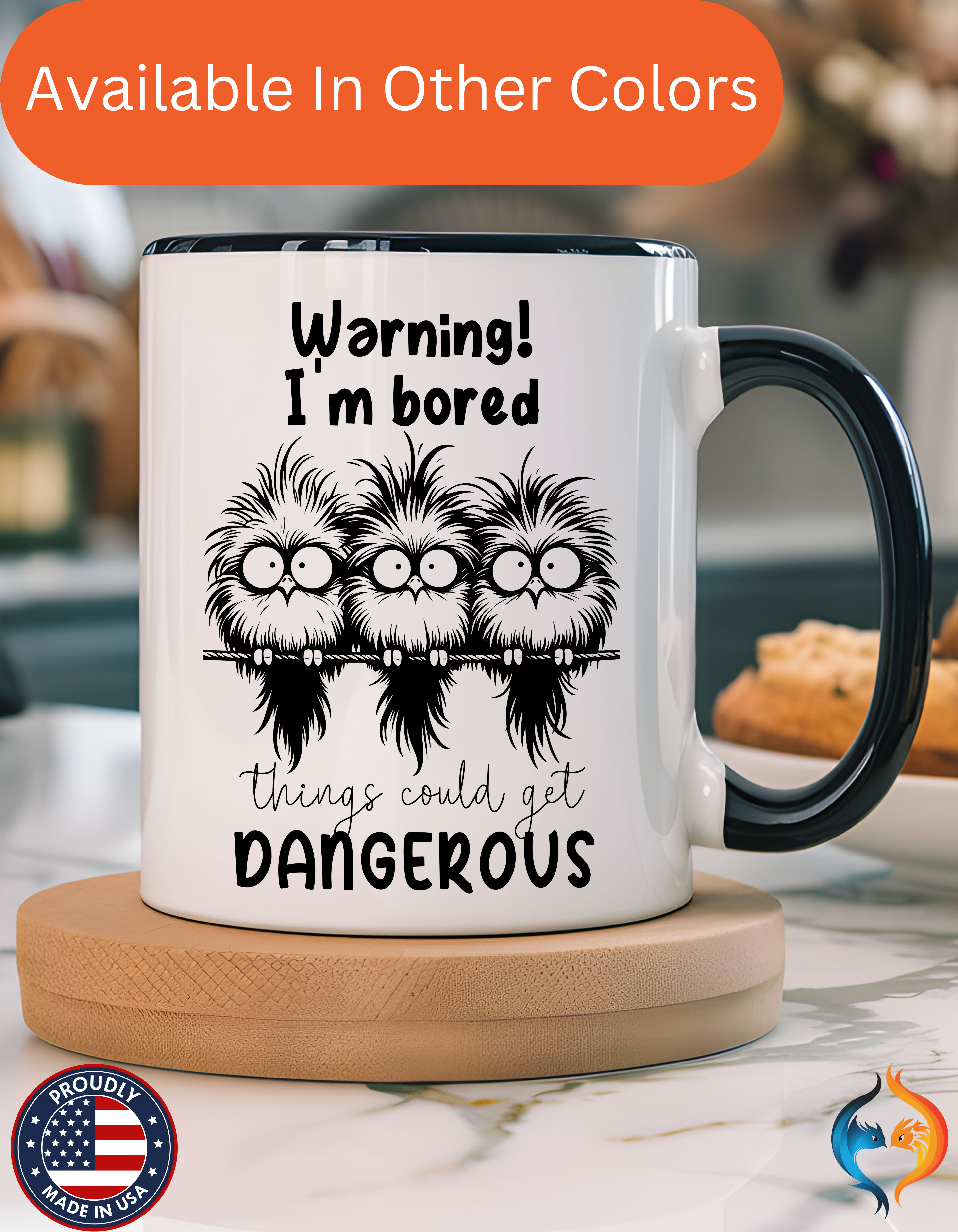 Warning I Am Bored Mug Product Photo | Nutty Designs