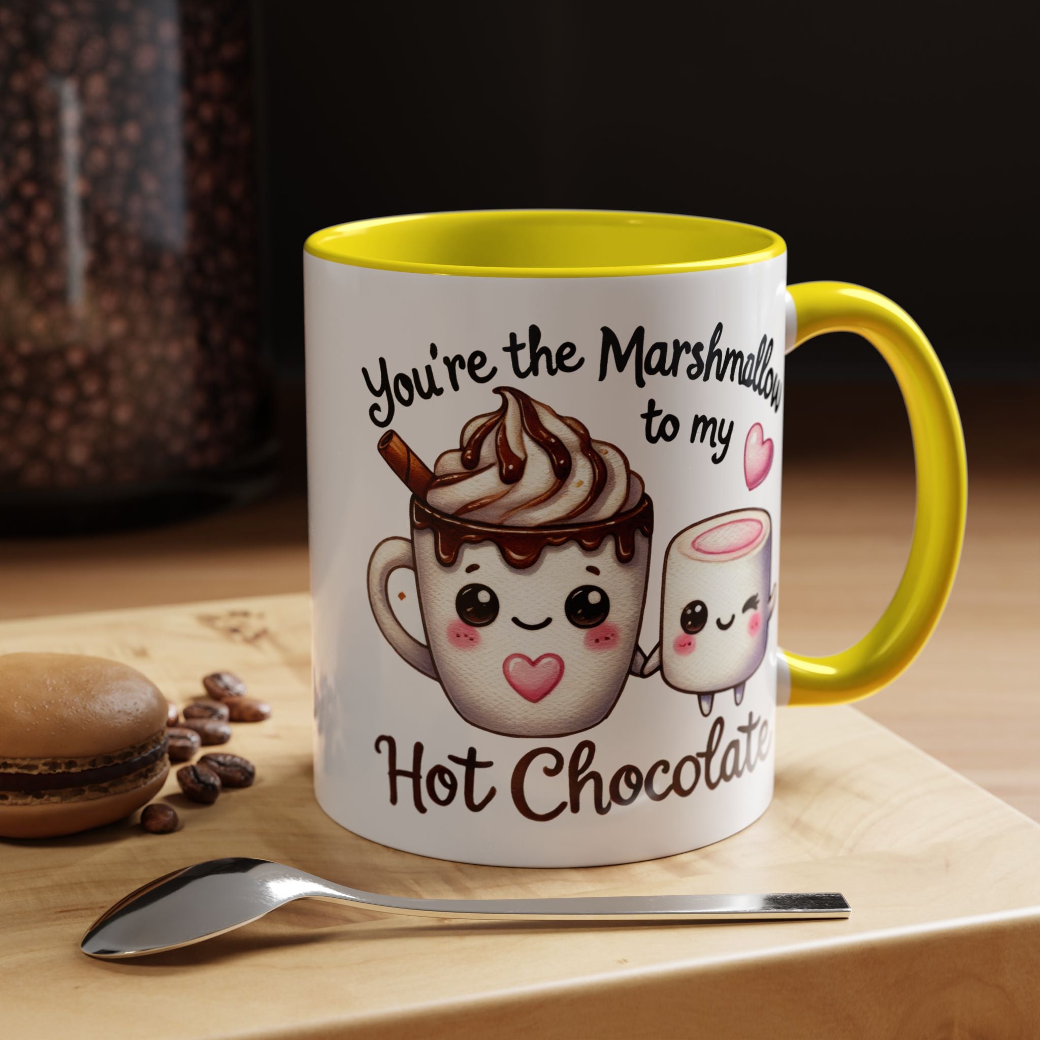 You Are The Marshmallow To My Chocolate Personalized Romantic Coffee Mug, Accent Cup, Anniversary Wedding Valentines Gift For Spouse, BF, GF
