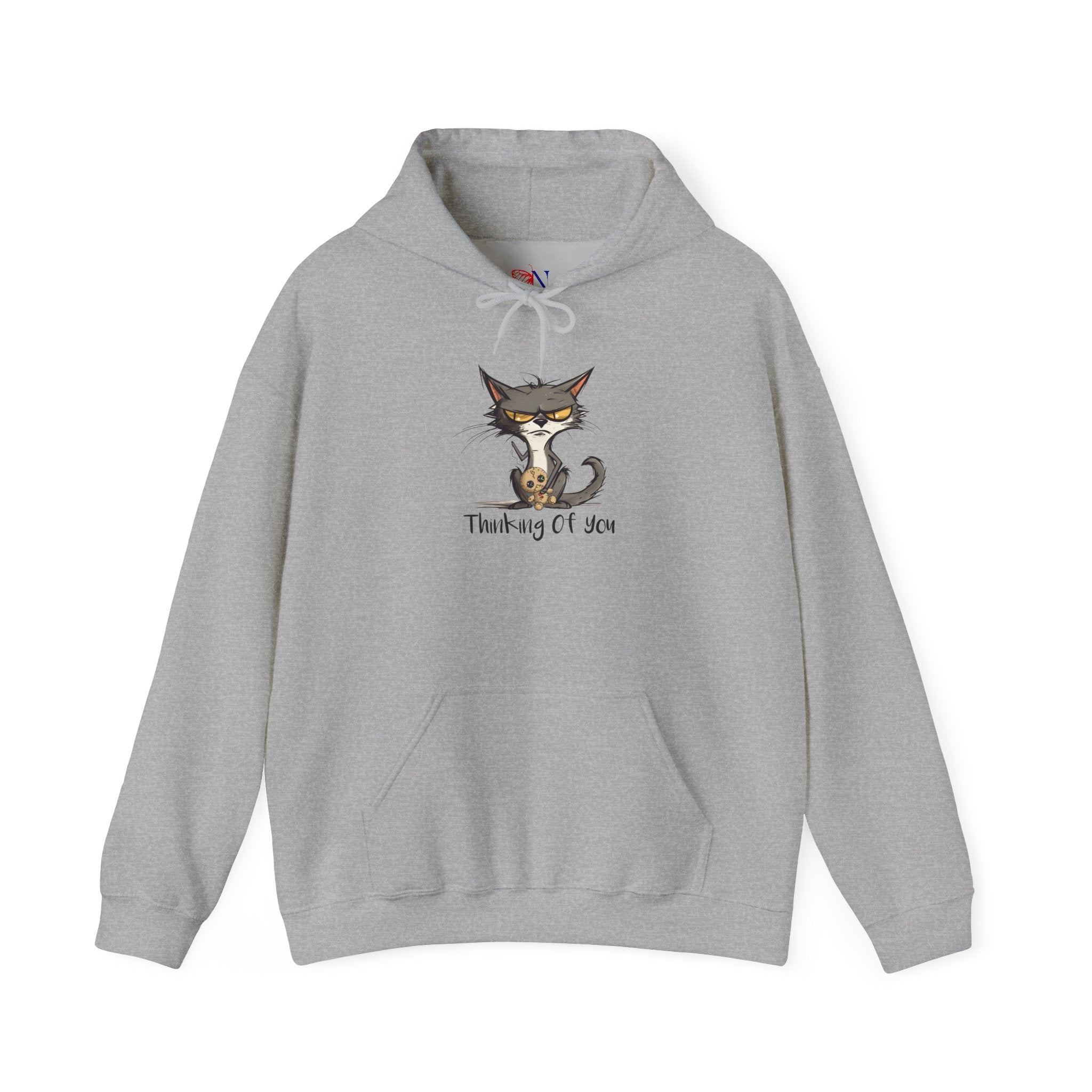 Grumpy Cat Illustration Hoodie – “Thinking Of You” Cute Cat Sweatshirt