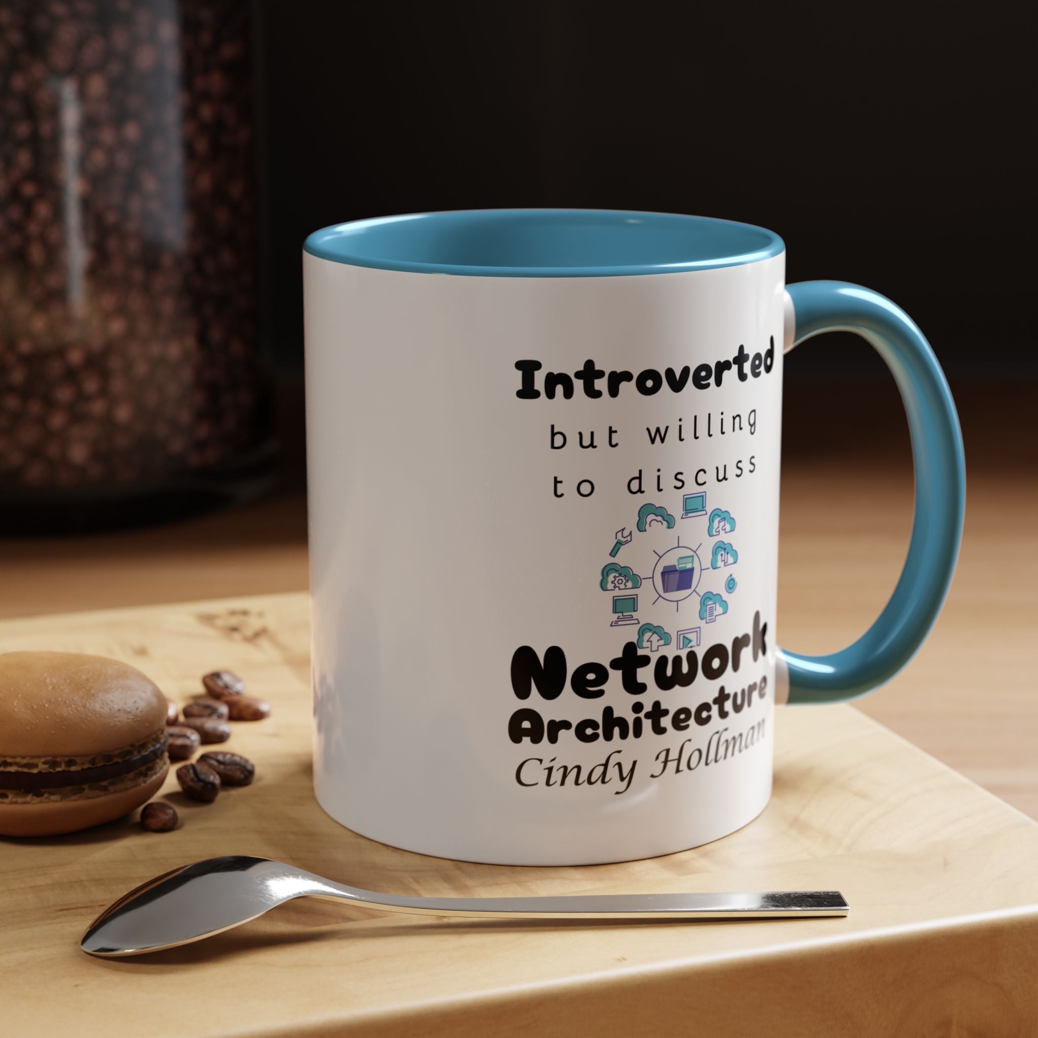 Introverted But Willing To Discuss Network Architecture Personalized Accent Coffee Mug (11 & 15oz) For Network Architects, Nerds, Geeks