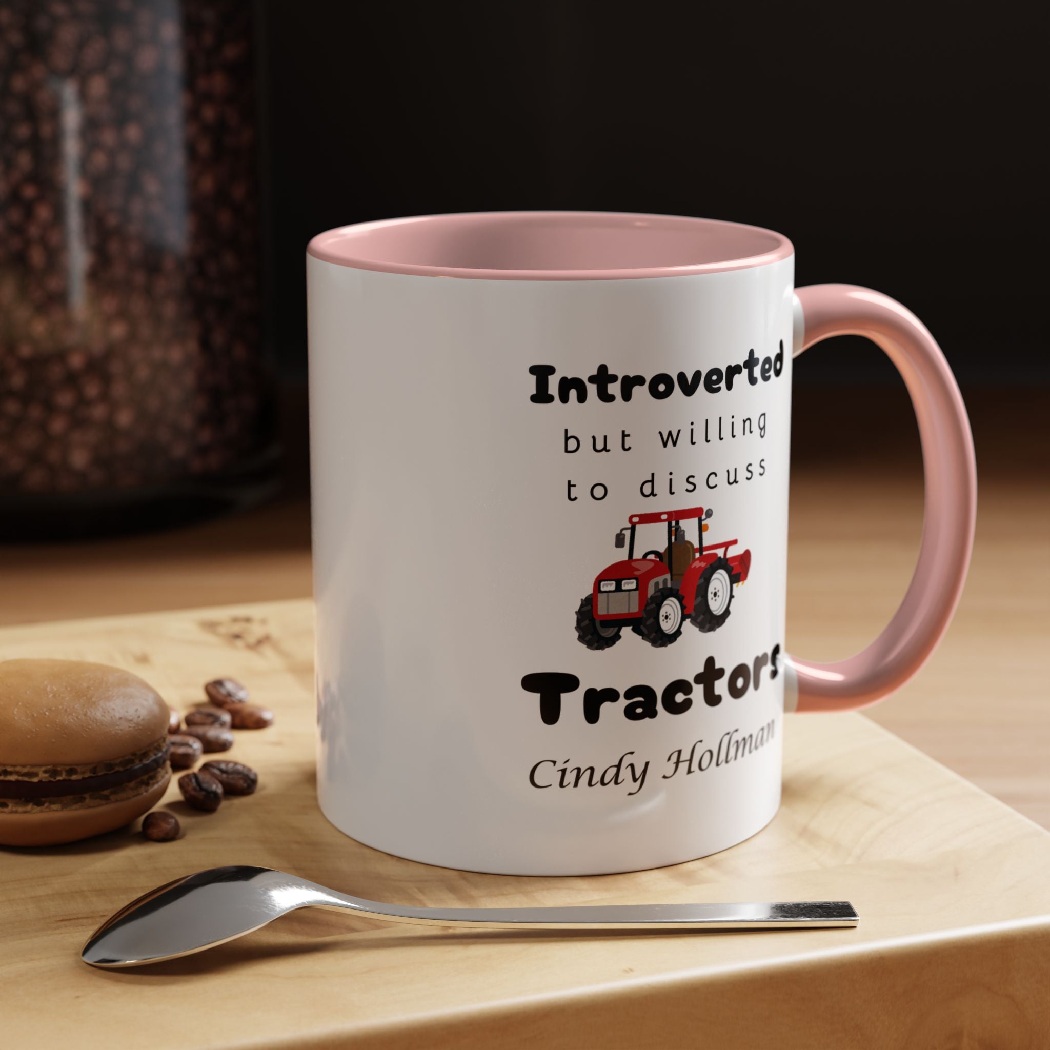 Introverted But Willing To Discuss Tractors Personalized Accent Coffee Mug (11 and 15oz)