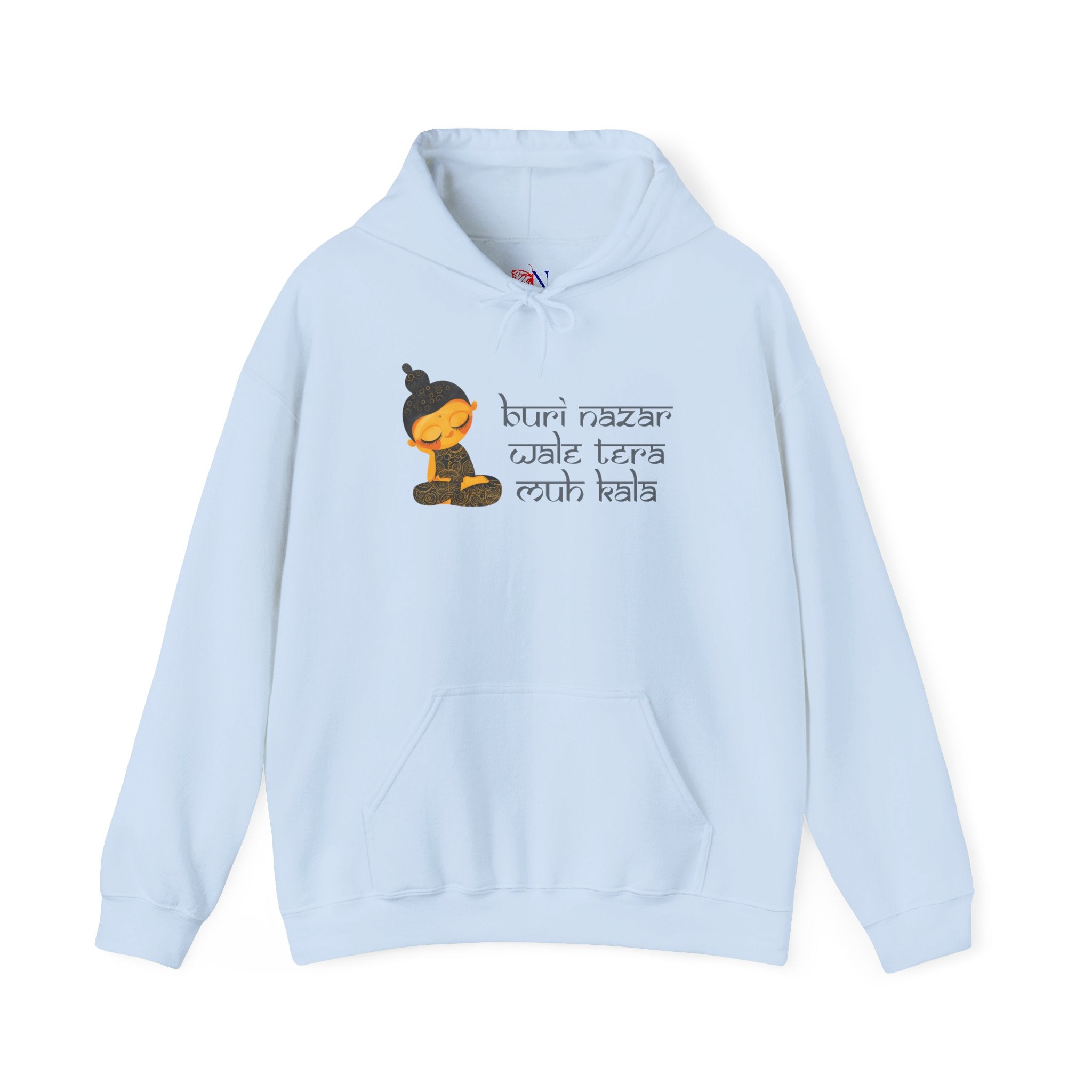 Meditating Buddha Hoodie — "Buri Nazar Wale Tera Kuch Nahi" Graphic Sweatshirt