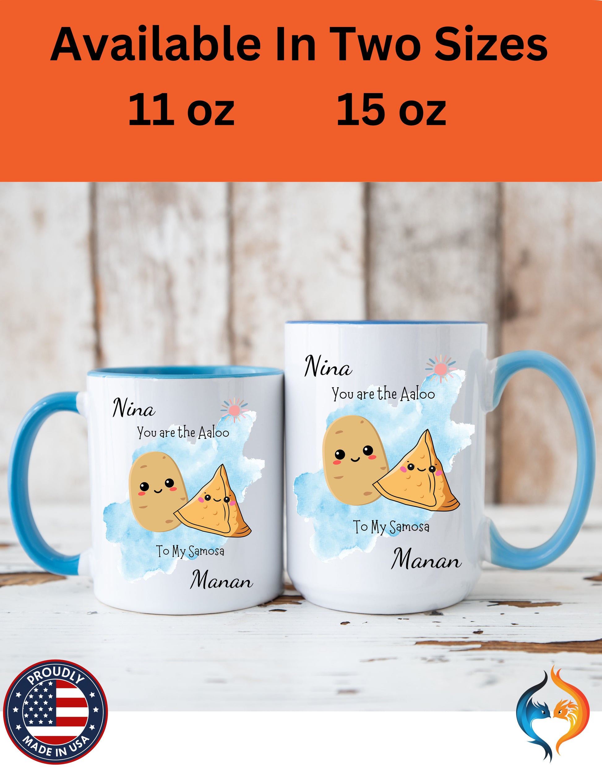 Personalized You Are The Aaloo To My Samosa Accent Mug - Yellow accent mug