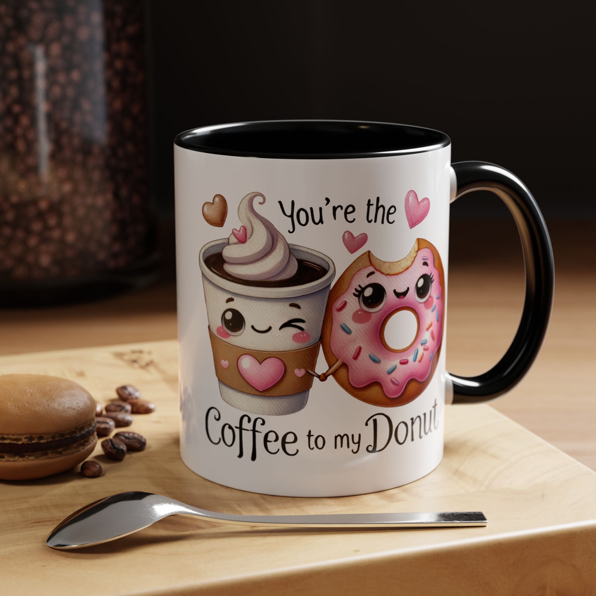 You Are The Coffee To My Donut Personalized Romantic Mug Accent Cup 11/15oz, Anniversary Wedding Valentines Custom Gift Him her Spouse BF GF