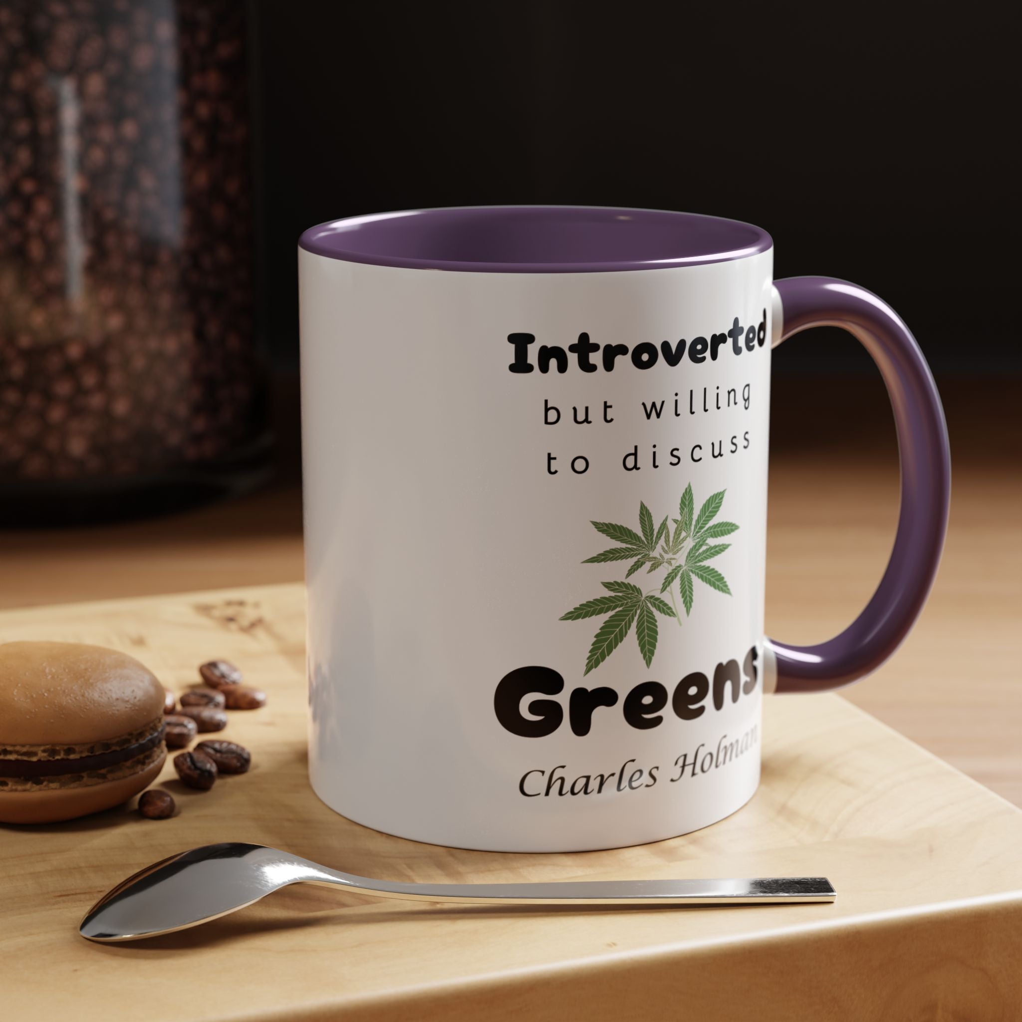 Funny Coffee Mug, Introverted But Willing To Discuss Greens Personalized Accent Coffee Mug (11 and 15oz)