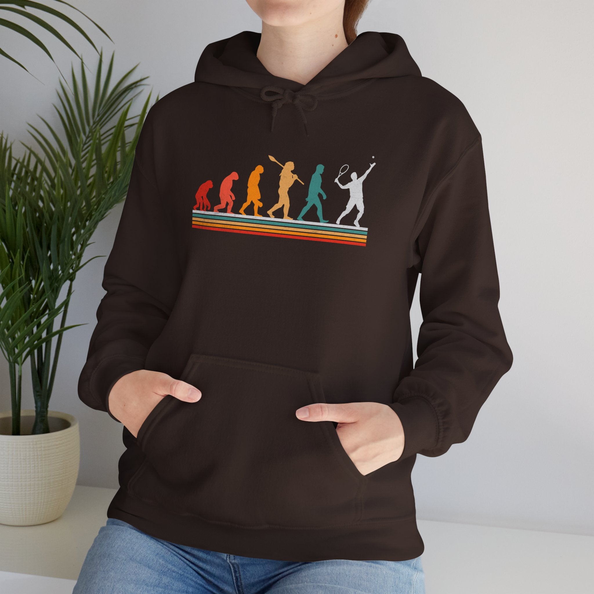 Evolution of Badminton Hoodie – Retro Rainbow Dance Silhouette Sweatshirt
