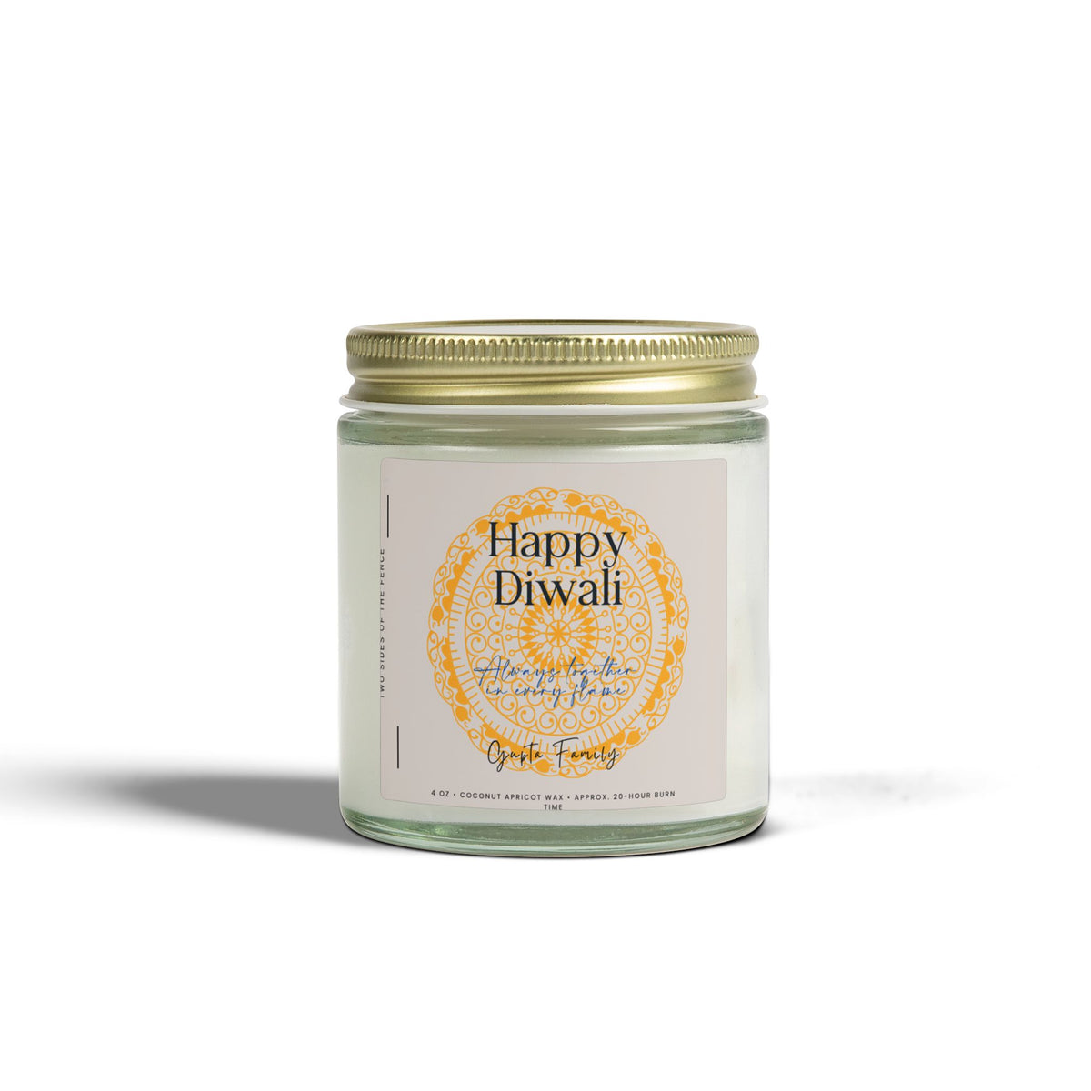 Personalized Diwali Candle – Always Together in Every Flame, Custom Family Name, 4 oz or 9 oz