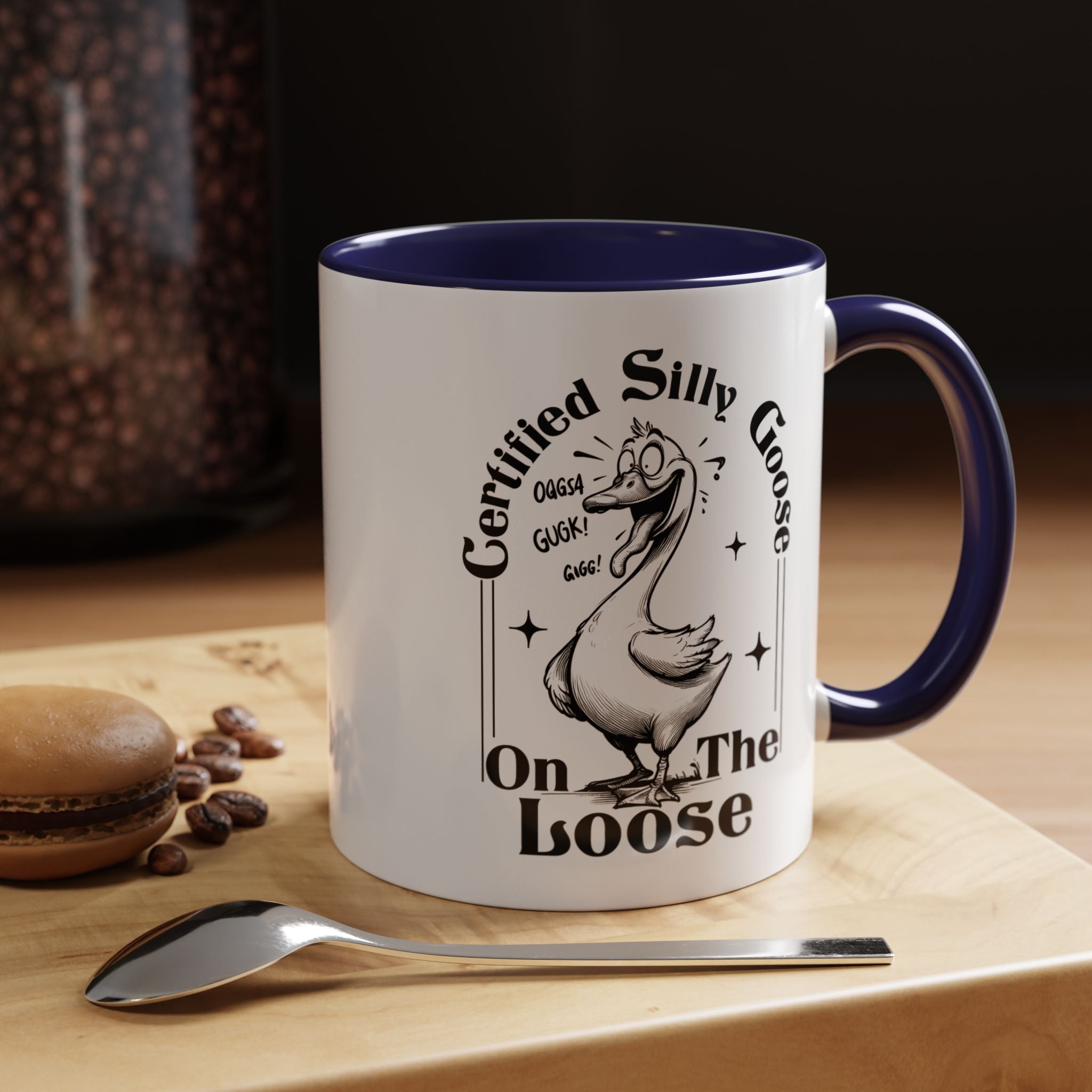 Funny Coffee Mug, Personalized Mug, Certified Silly Goose On The Loose,  Accent Cup (11, 15oz), Gift Under 20, White Elephant
