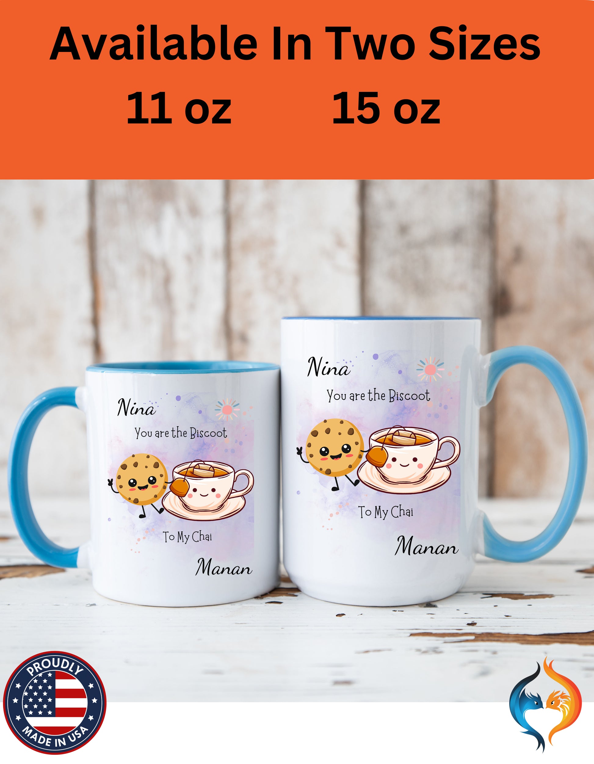 Personalized You Are The Biscoot To My Chai Accent Mug - Yellow accent mug