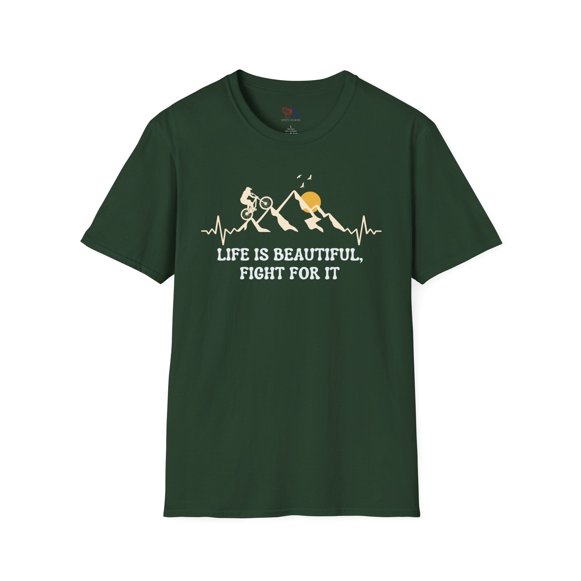 Life is Beautiful, Fight For It, motivational T-Shirt Lifestyle Mockup | Nutty Designs