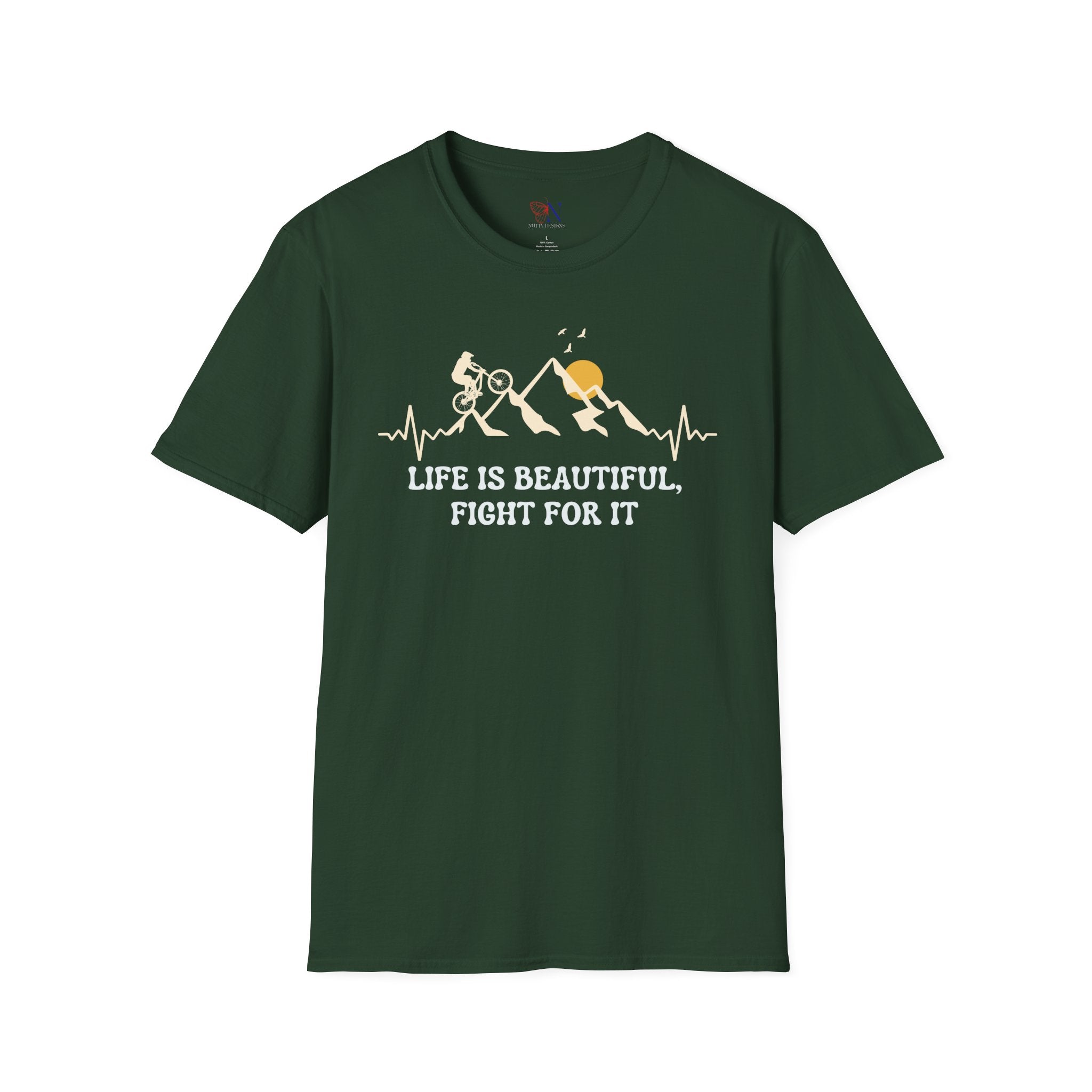 Life is Beautiful, Fight For It, motivational T-Shirt Lifestyle Mockup | Nutty Designs