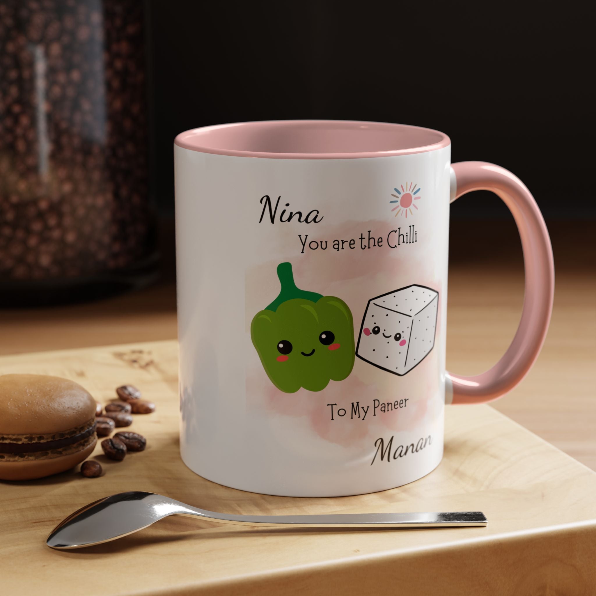 Funny Coffee Mug, Personalized Mug, You Are Chili To My Paneer Couple Accent Cup 11/15oz, Anniversary, Valentines, Wedding, Romantic Him her